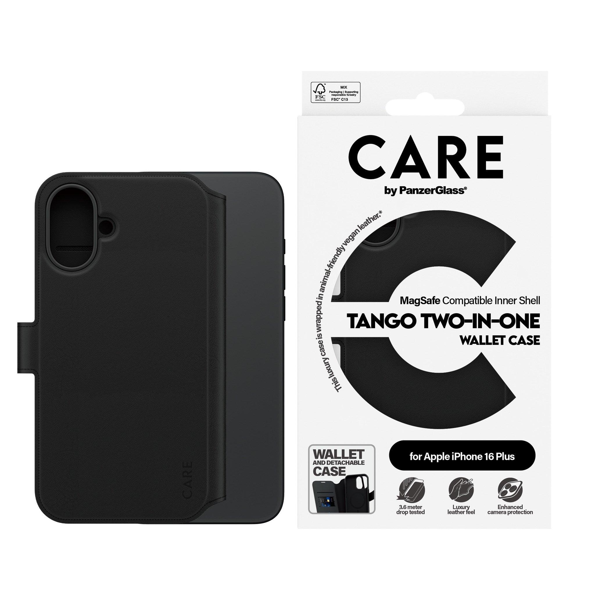 CARE by PanzerGlass® Tango Two-in-One Wallet Case m. MagSafe iPhone 16 Plus