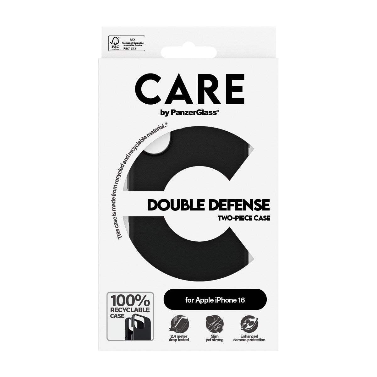 CARE by PanzerGlass® Double Defense Case Sort iPhone 16