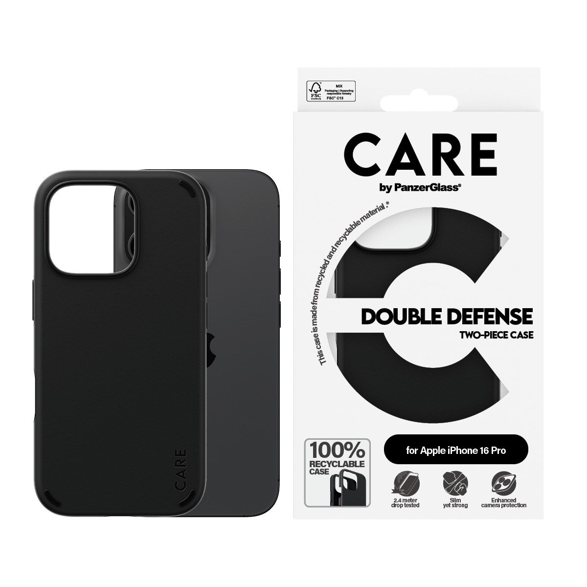 CARE by PanzerGlass® Double Defense Case Sort iPhone 16 Pro