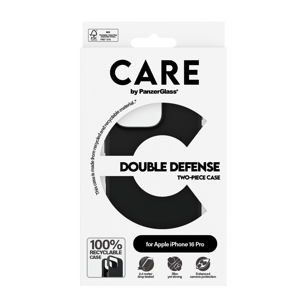 CARE by PanzerGlass® Double Defense Case Sort iPhone 16 Pro