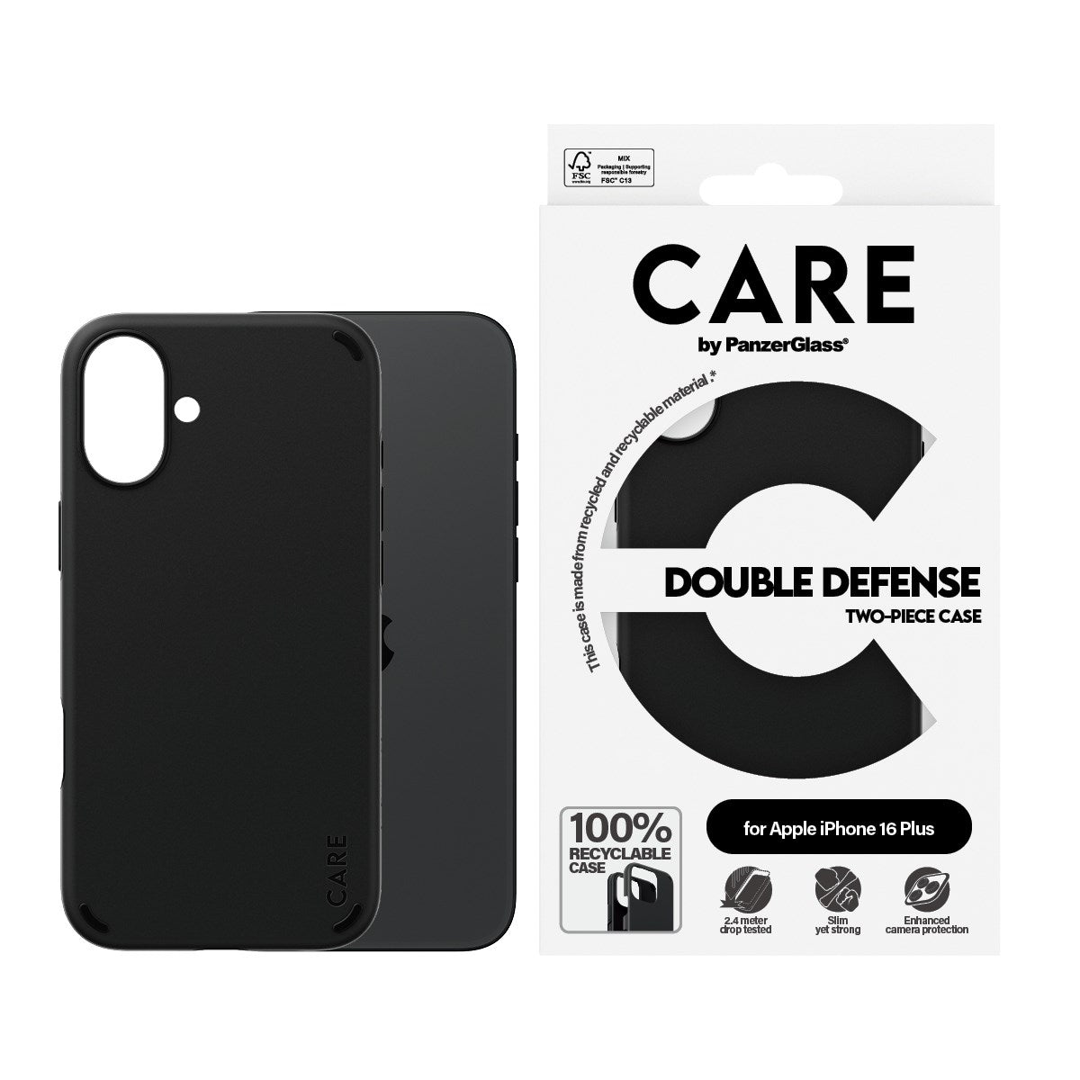 CARE by PanzerGlass® Double Defense Case Sort iPhone 16 Plus