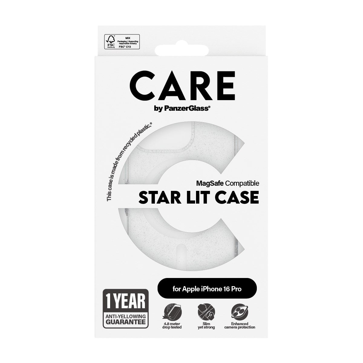 CARE by PanzerGlass® Urban Combat Case Star Lit m. Hvid MagSafe iPhone 16 Pro