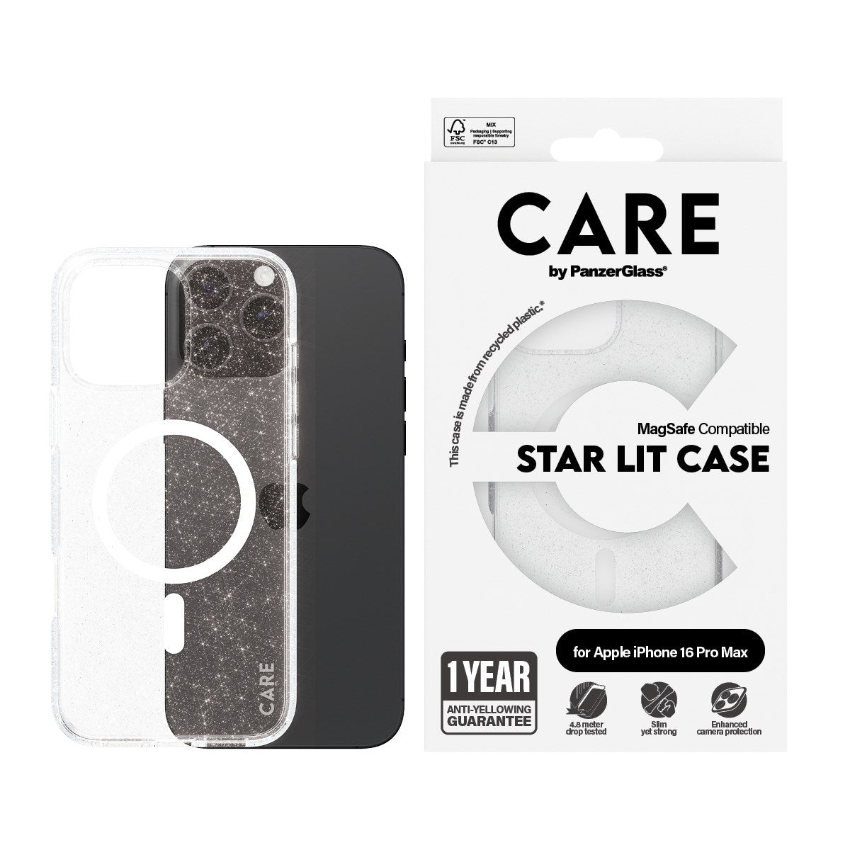 CARE by PanzerGlass® Urban Combat Case Star Lit m. Hvid MagSafe iPhone 16 Pro Max