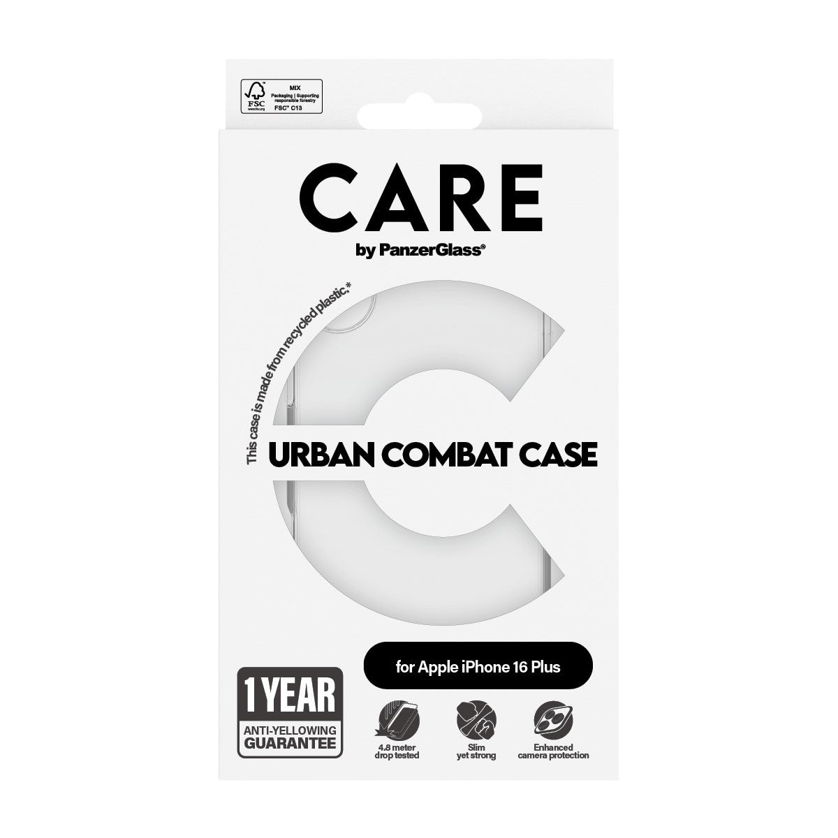 CARE by PanzerGlass® Urban Combat Case Transparent iPhone 16 Plus