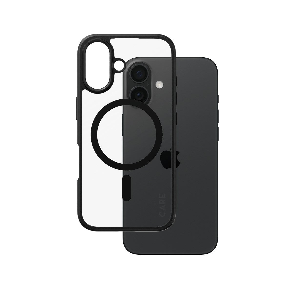 CARE by PanzerGlass® Urban Combat Case Transparent m. Sort Ramme & MagSafe iPhone 16