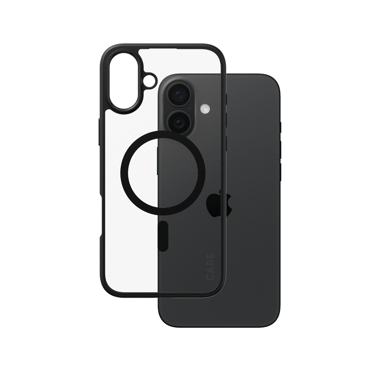 CARE by PanzerGlass® Urban Combat Case Transparent m. Sort Ramme & MagSafe iPhone 16 Plus
