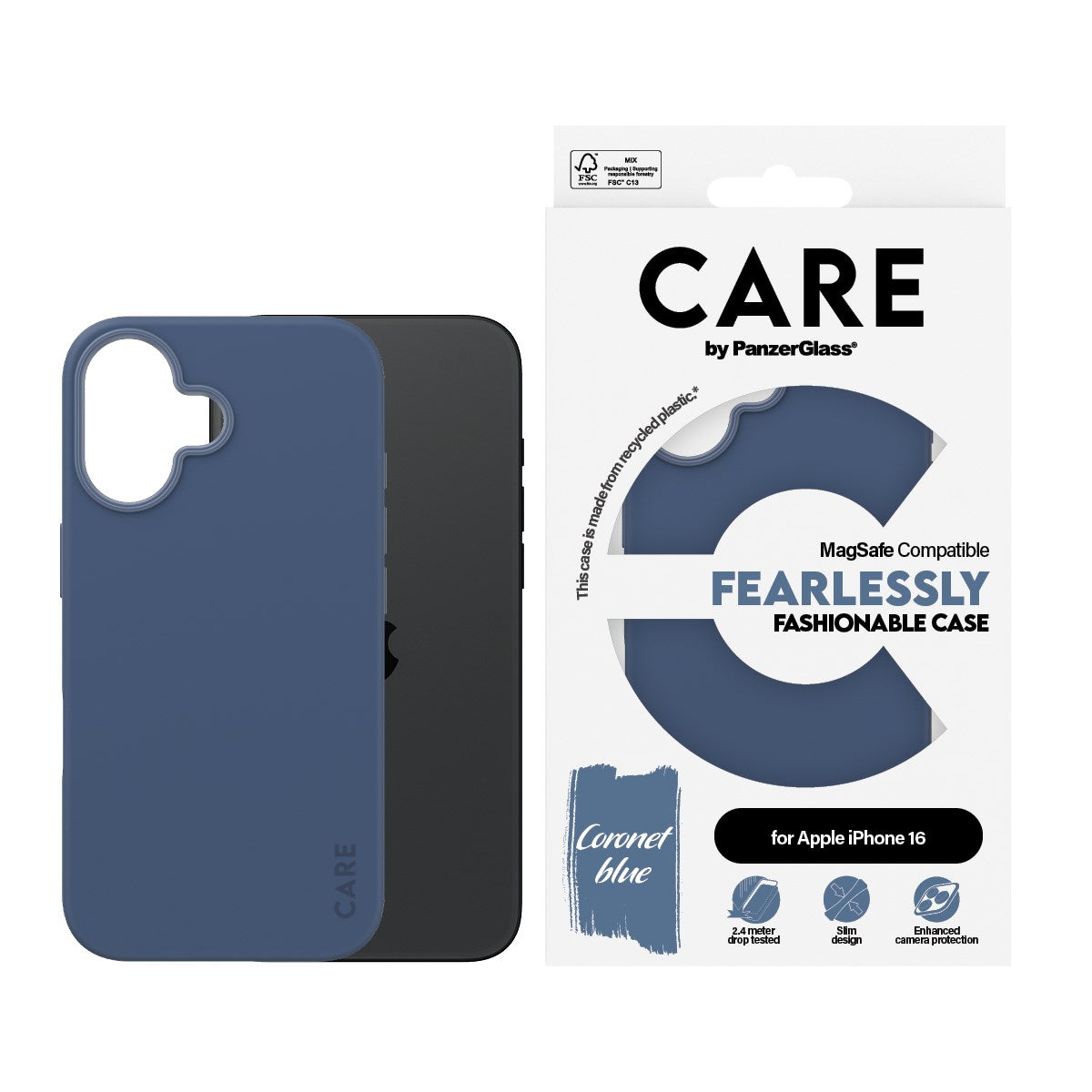 CARE by PanzerGlass® Case Blå m. MagSafe iPhone 16