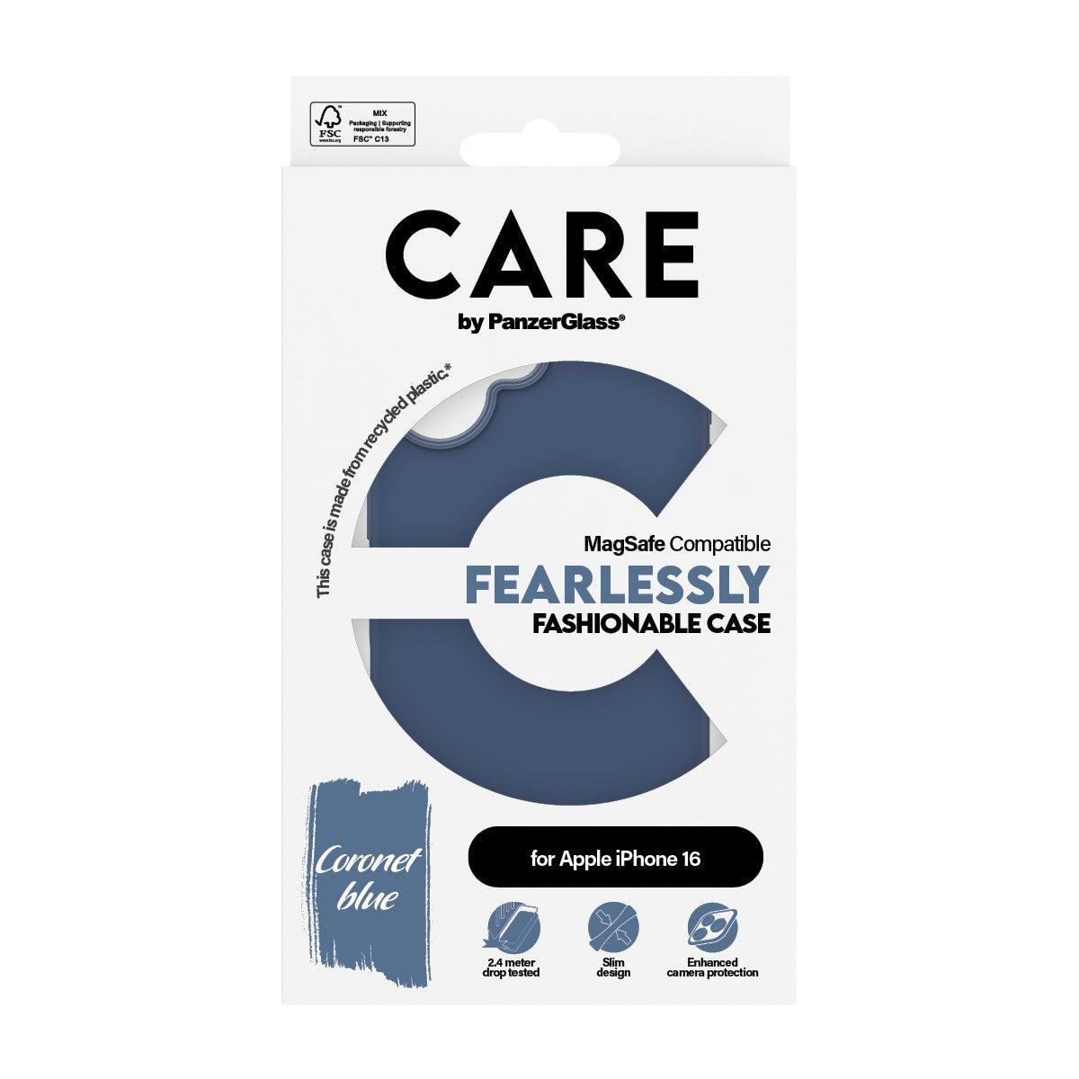 CARE by PanzerGlass® Case Blå m. MagSafe iPhone 16