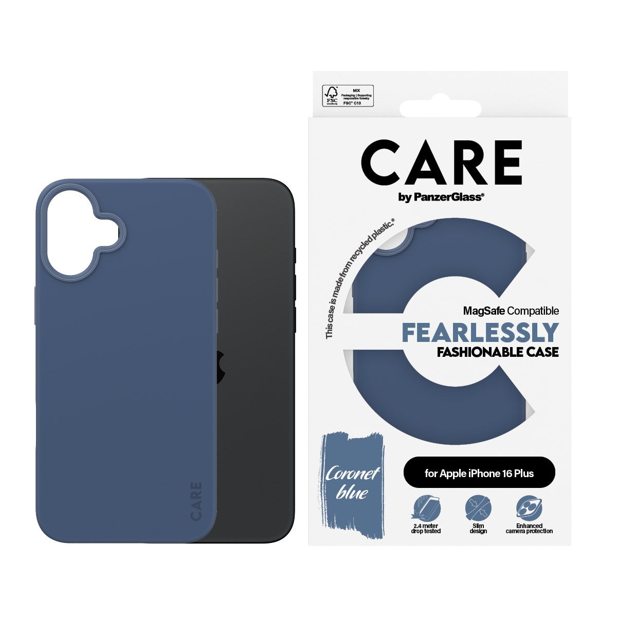 CARE by PanzerGlass® Case Blå m. MagSafe iPhone 16 Plus