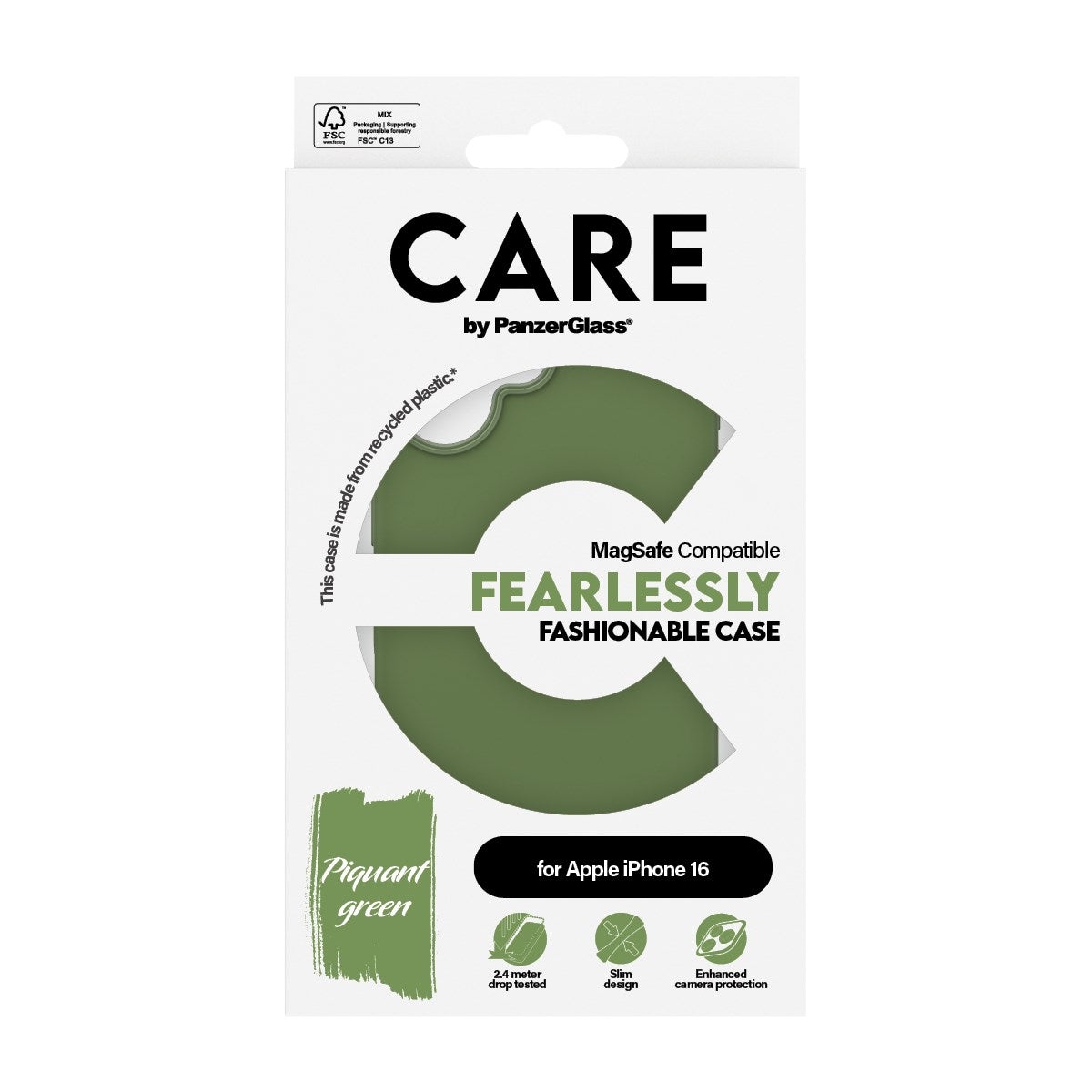 CARE by PanzerGlass® Case Grøn m. MagSafe iPhone 16