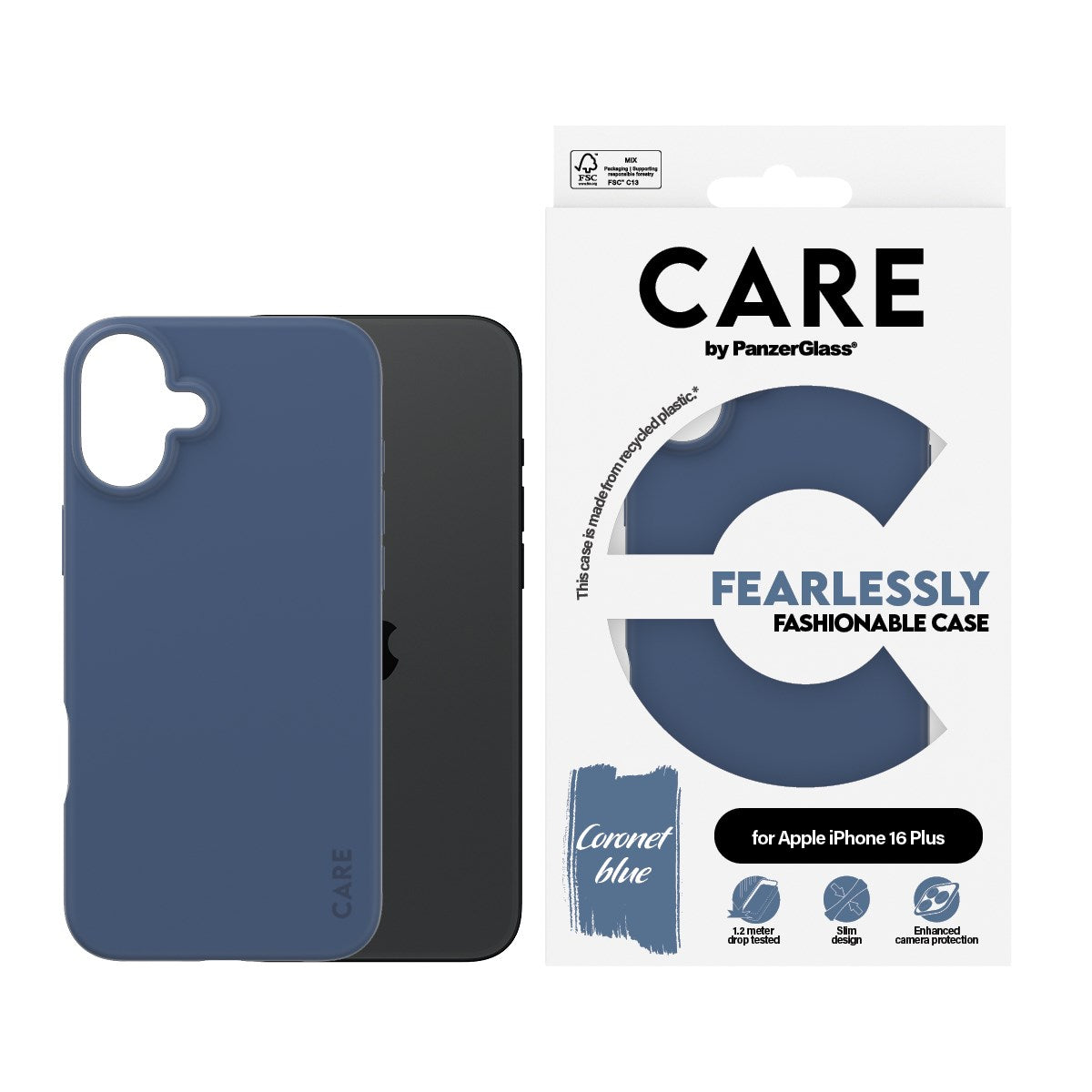 CARE by PanzerGlass® Case Blå iPhone 16 Plus
