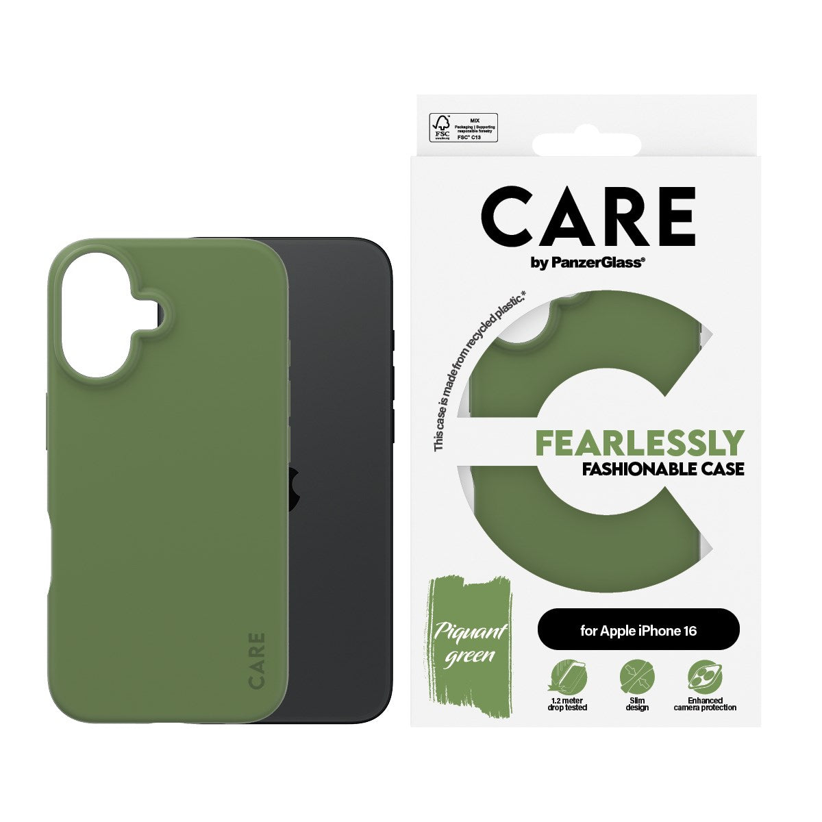 CARE by PanzerGlass® Case Grøn iPhone 16