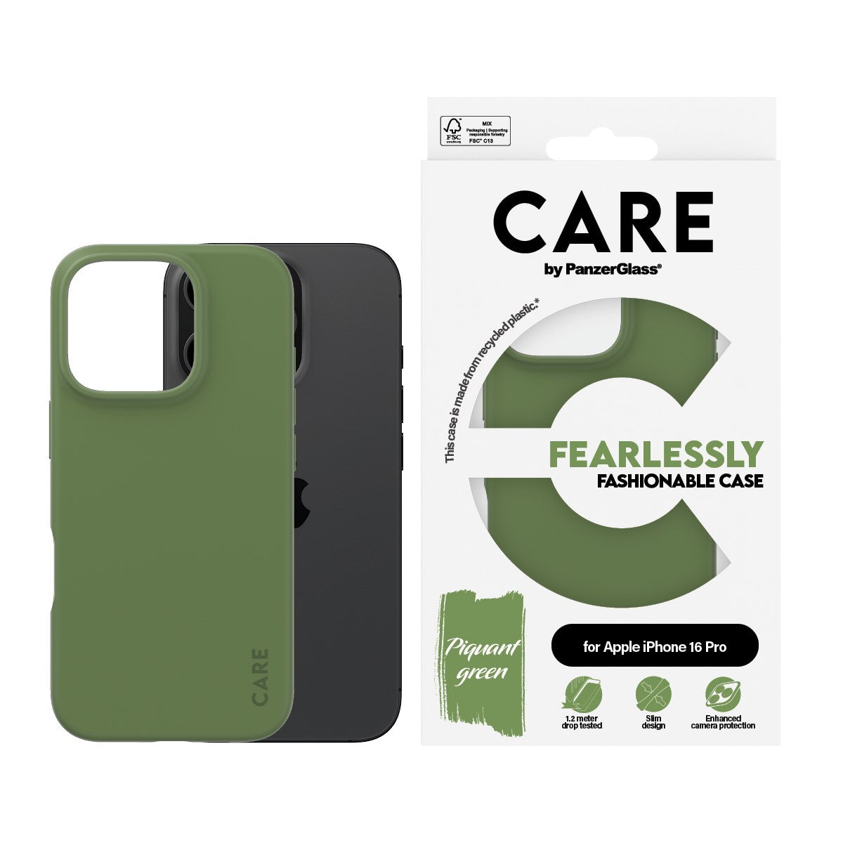 CARE by PanzerGlass® Case Grøn iPhone 16 Pro