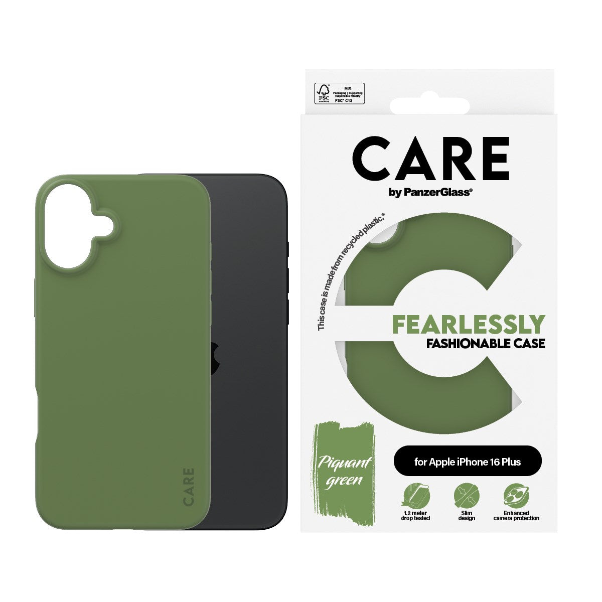 CARE by PanzerGlass® Case Grøn iPhone 16 Plus