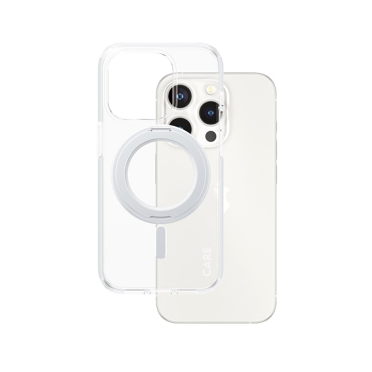 CARE by PanzerGlass® Case Transparent m. Sølv Kickstand & MagSafe iPhone 15 Pro