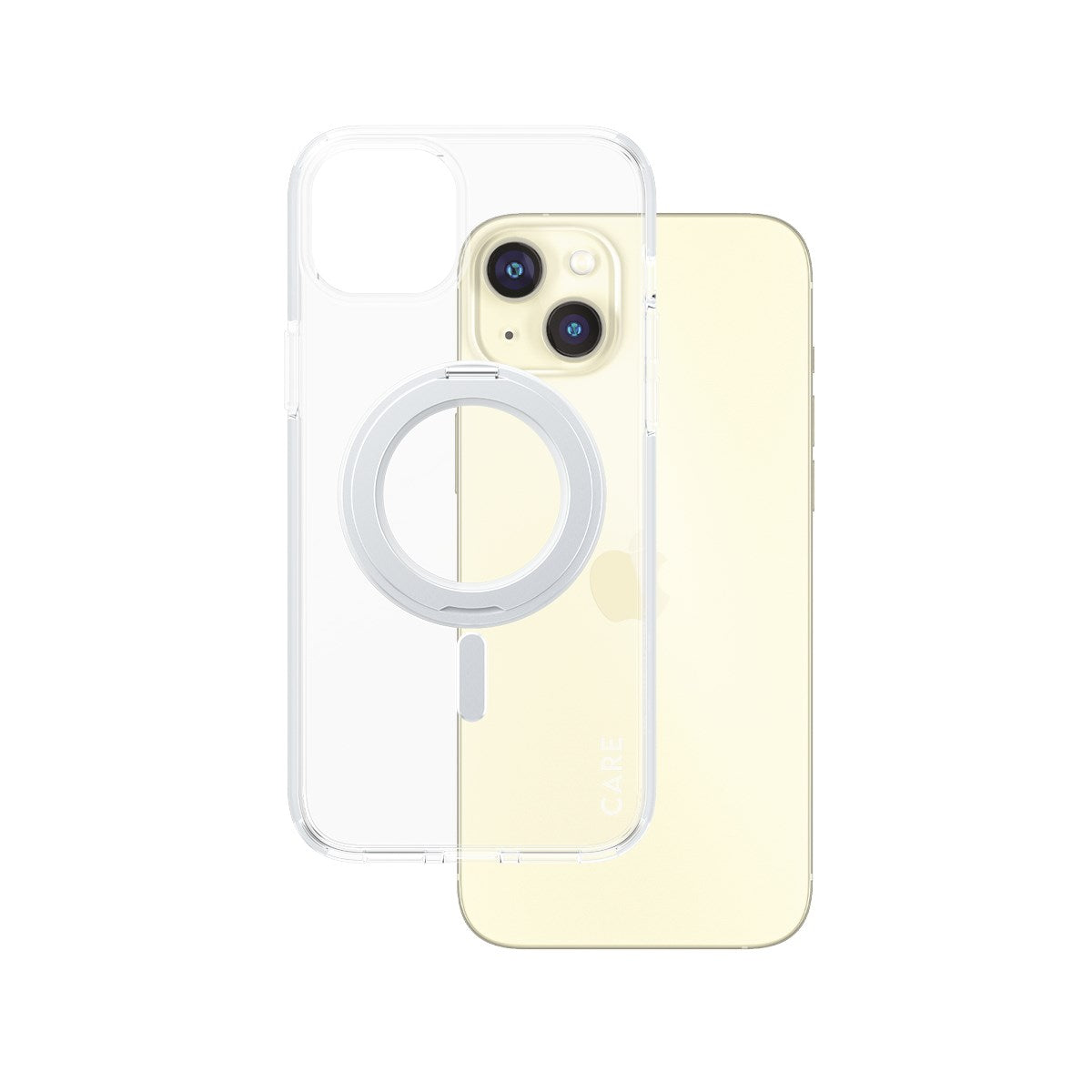 CARE by PanzerGlass® Feature Case Transparent m. Sølv Kickstand & MagSafe iPhone 15 Plus
