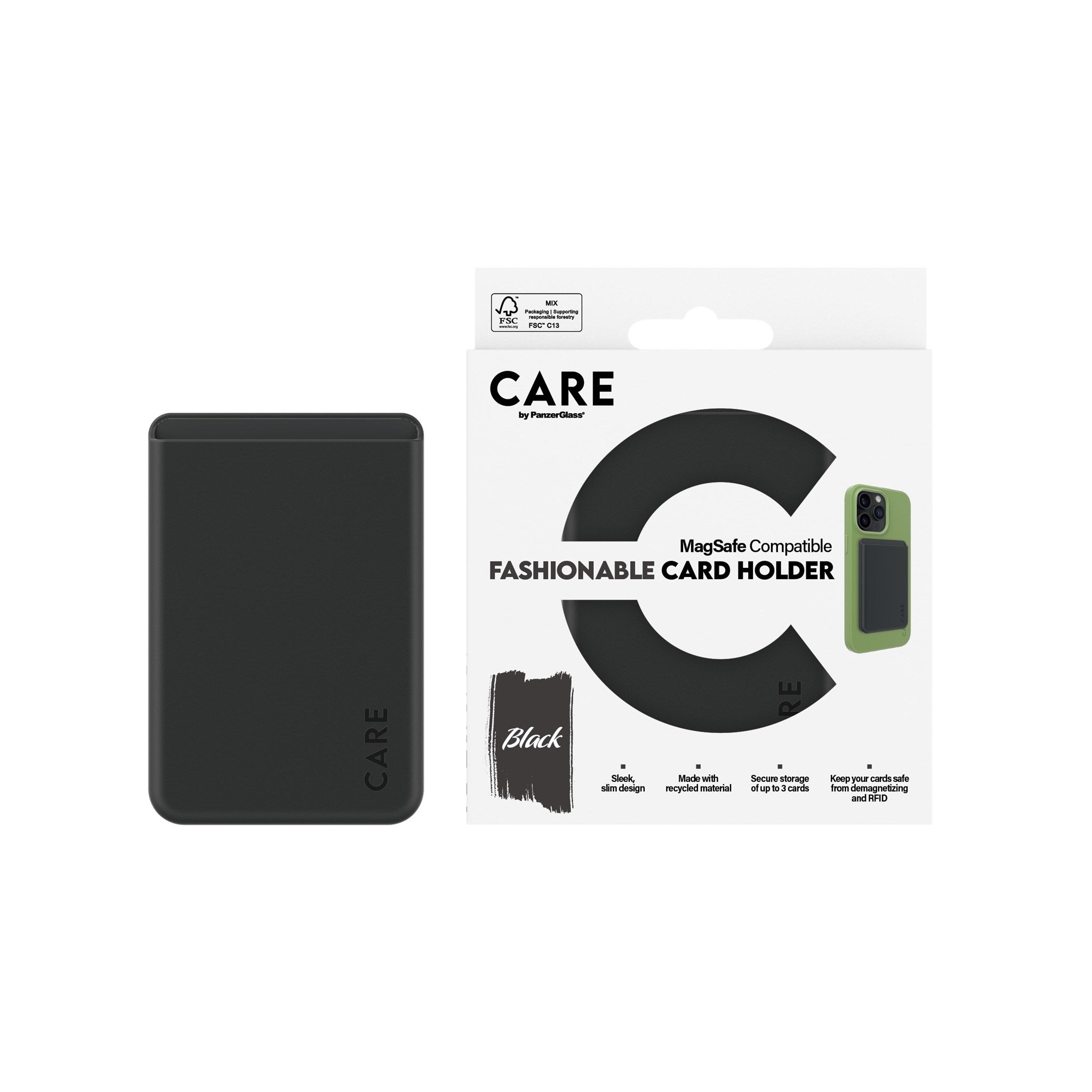 CARE by PanzerGlass® Kortholder Sort iPhone