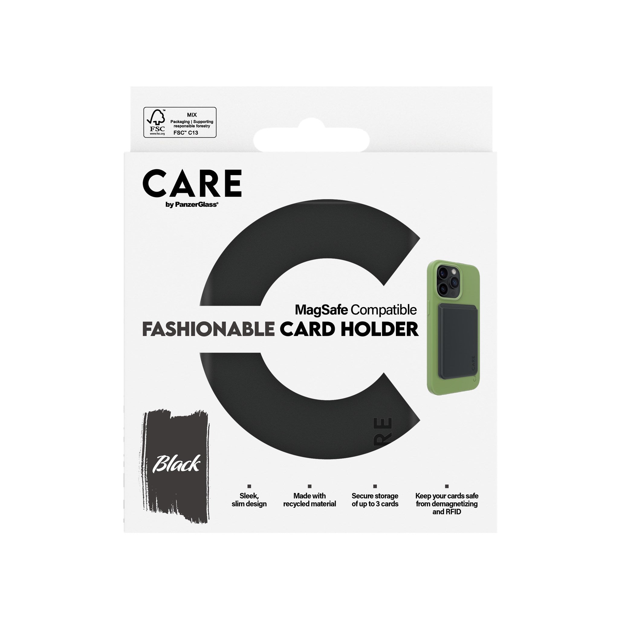 CARE by PanzerGlass® Kortholder Sort iPhone