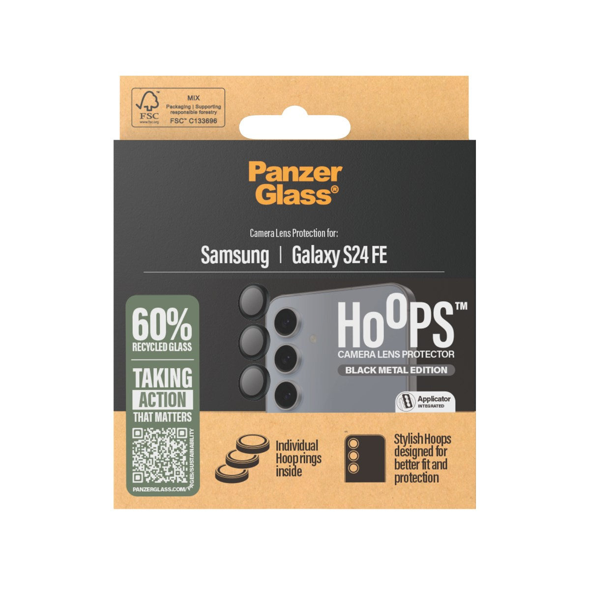 PanzerGlass® Hoops® Kameralinsebeskytter Sort Samsung Galaxy S24 FE