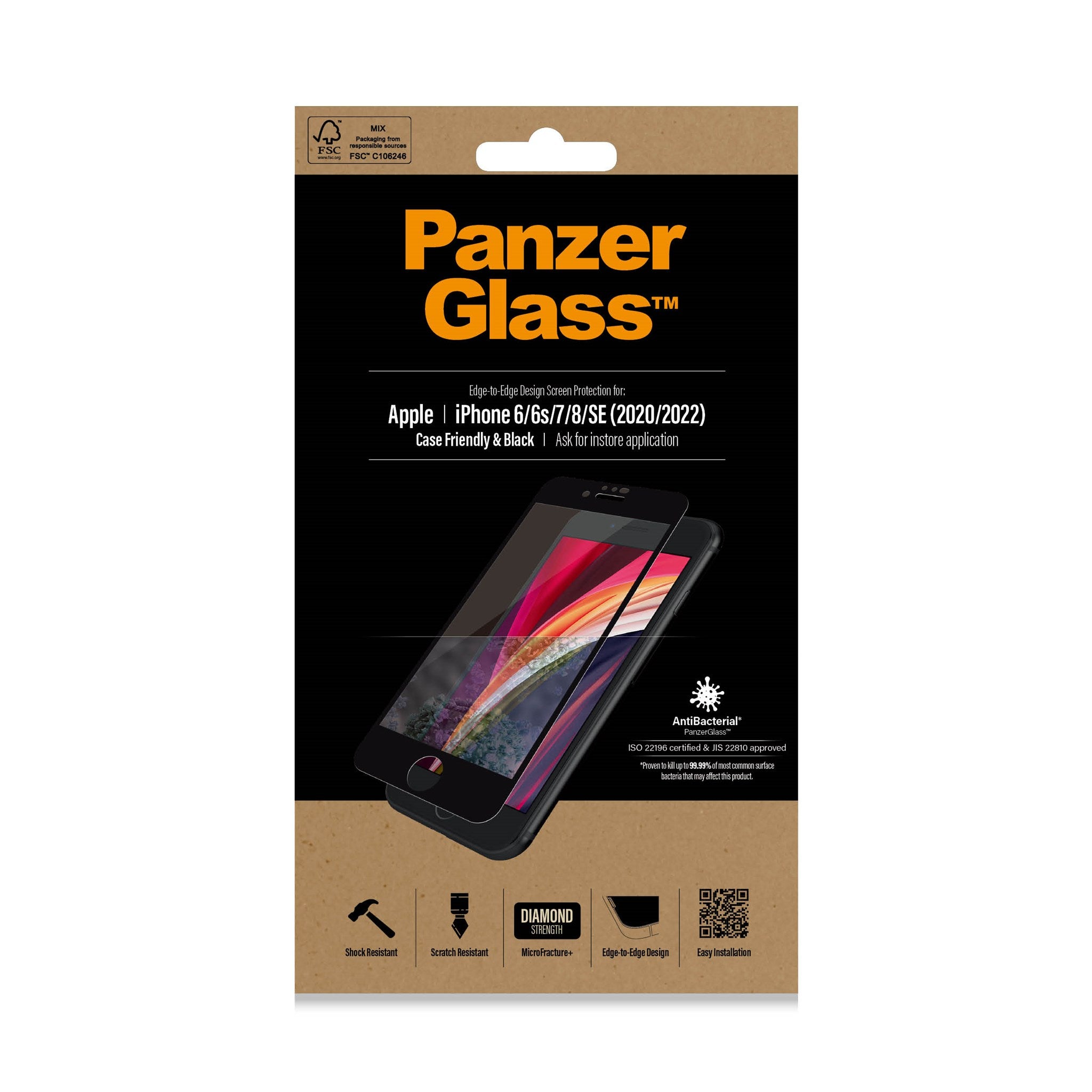 PanzerGlass® Skærmbeskyttelse iPhone 8 | 7 | 6s | 6 | SE (2020/2022) | Edge-to-Edge