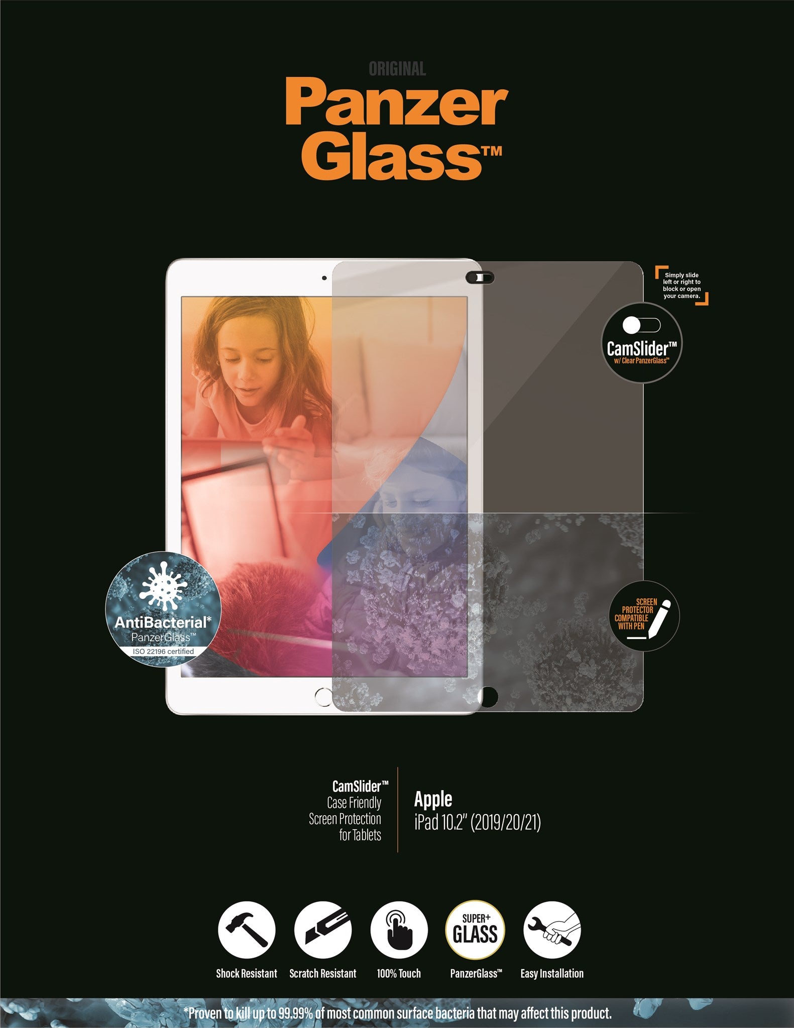 PanzerGlass® CamSlider® Skærmbeskyttelse iPad 10.2″ (2019-2021)