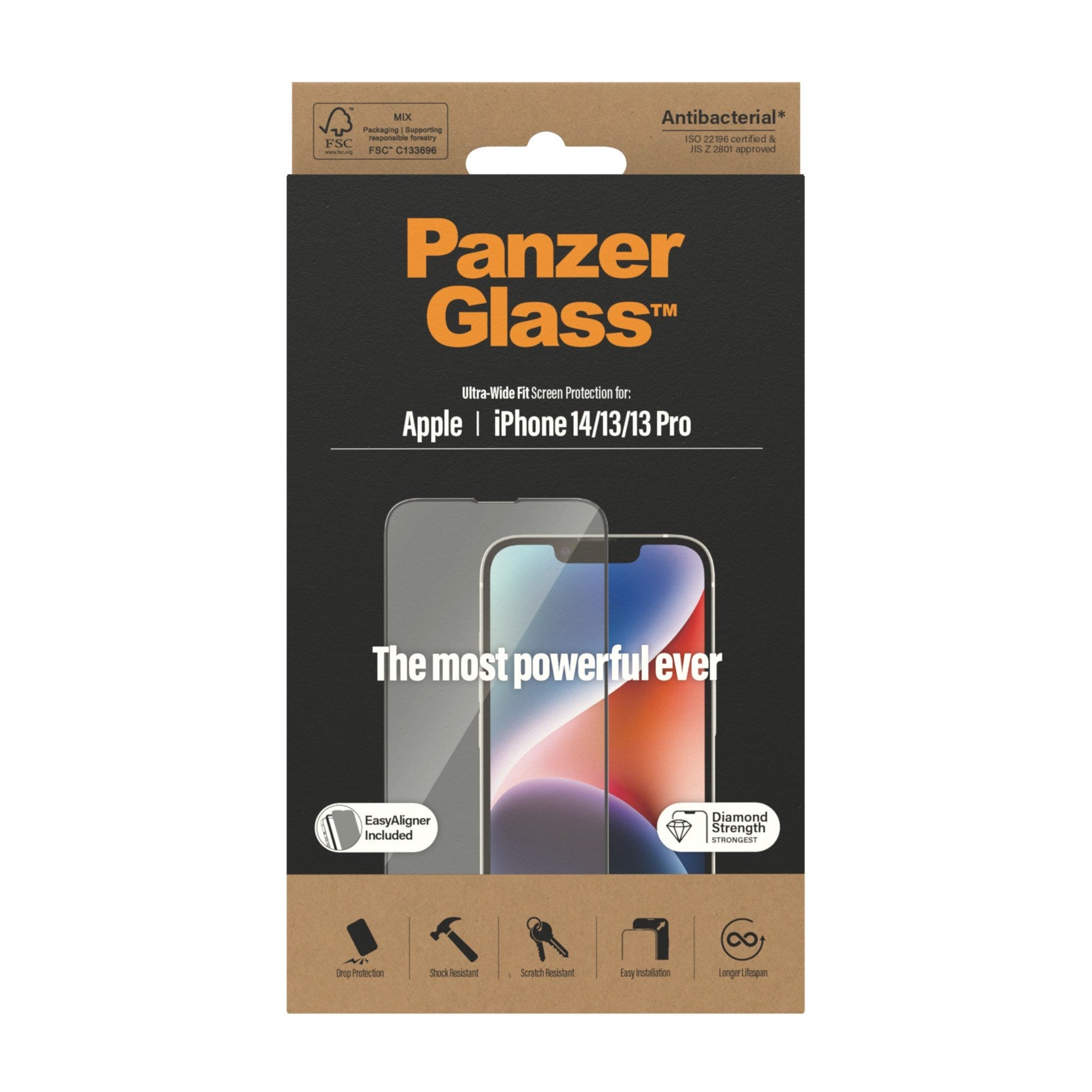 PanzerGlass® Skærmbeskyttelse iPhone 14 | 13 | 13 Pro | Ultra-Wide Fit m. EasyAligner