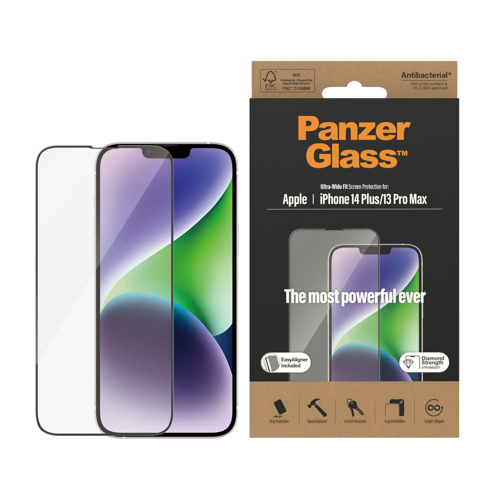 PanzerGlass® Skærmbeskyttelse iPhone 14 Plus | 13 Pro Max | Ultra-Wide Fit m. EasyAligner