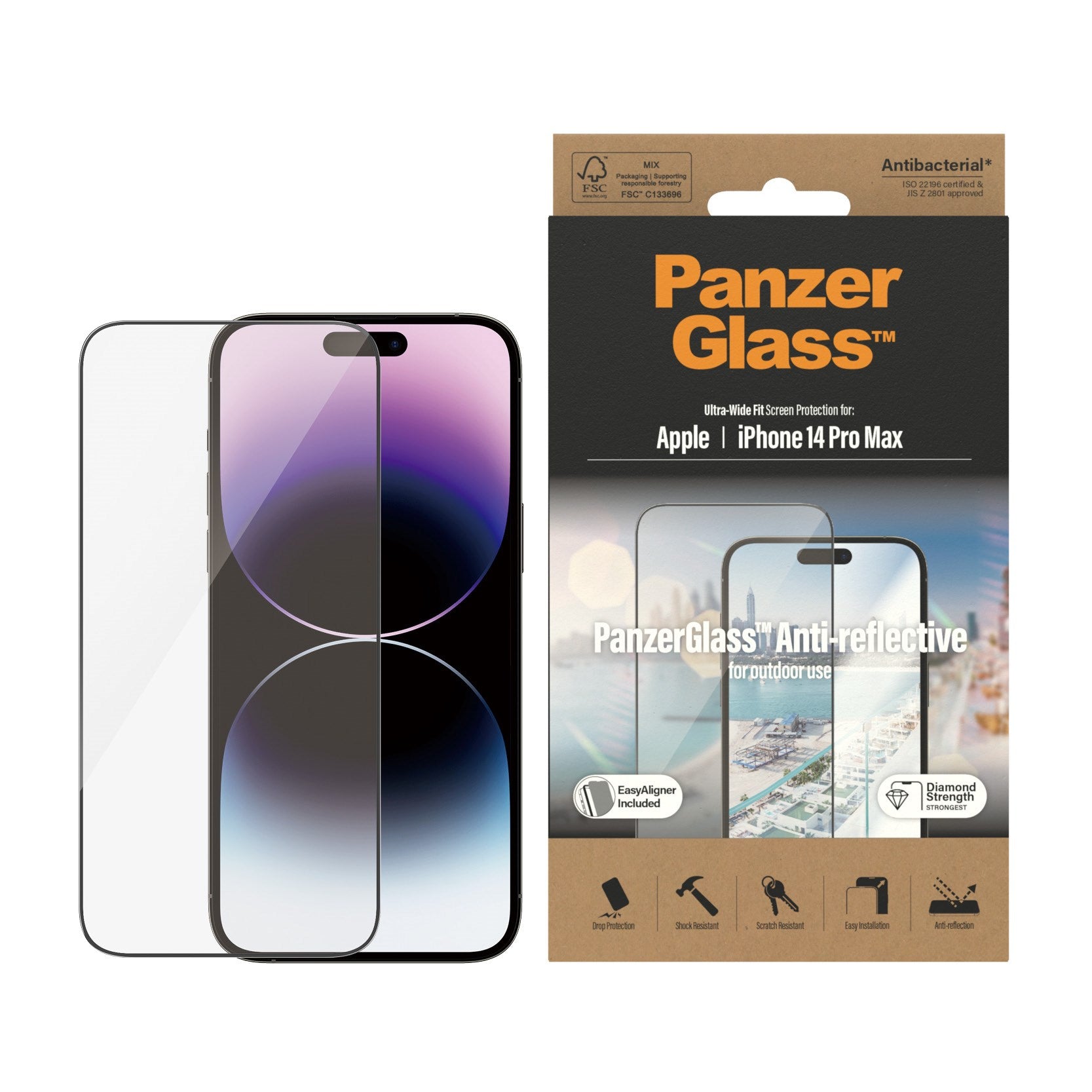 PanzerGlass® Anti-Reflective Skærmbeskyttelse iPhone 14 Pro Max | Ultra-Wide Fit m. EasyAligner