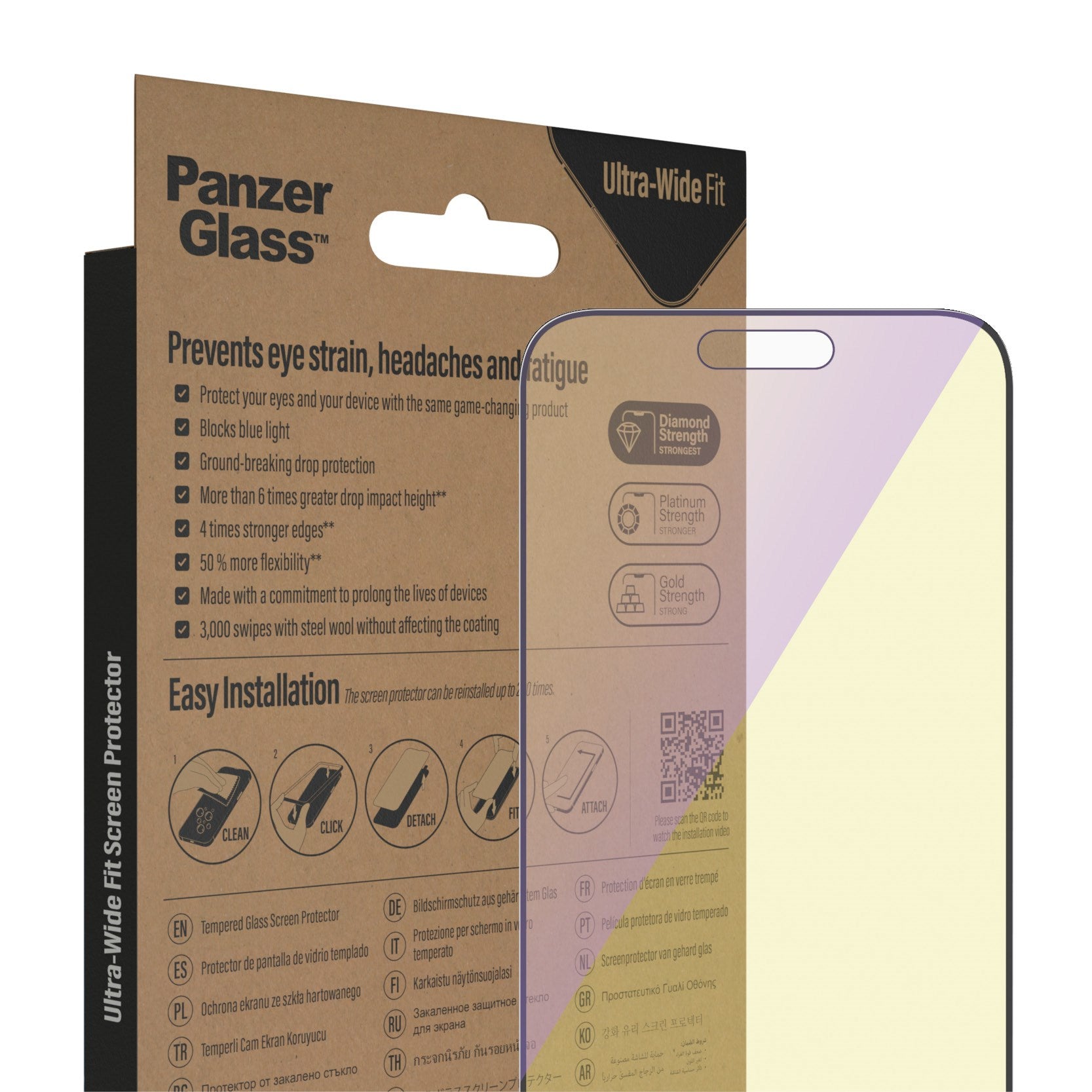 PanzerGlass® Anti-blue light Skærmbeskyttelse iPhone 14 Pro Max | Ultra-Wide Fit m. EasyAligner