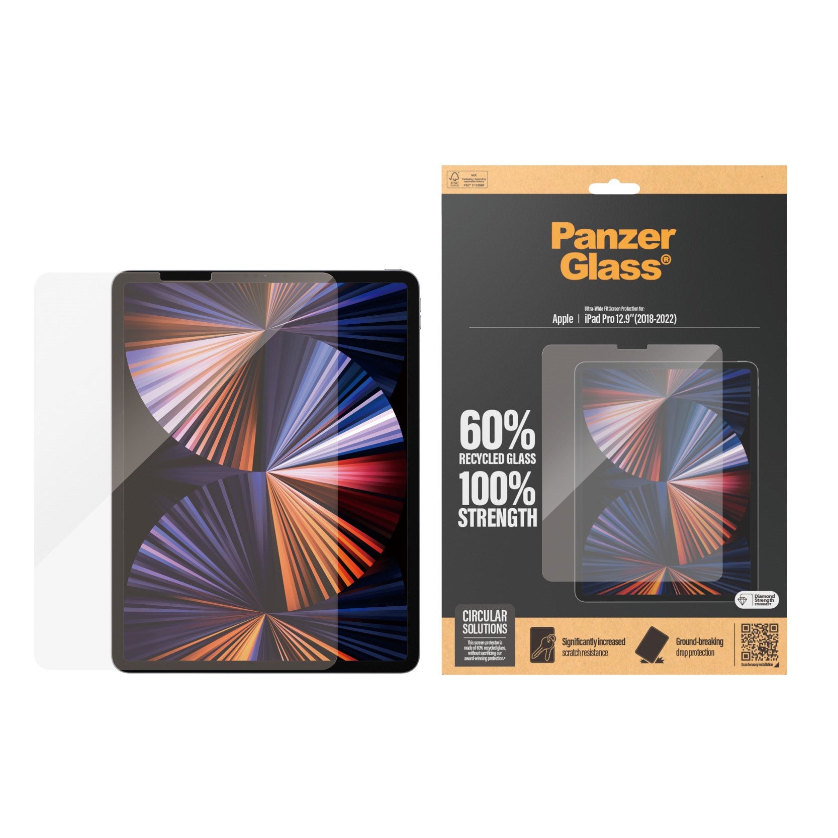 PanzerGlass® Skærmbeskyttelse iPad Pro 12.9'' (2018, 2020, 2021, 2022) | Ultra-Wide Fit