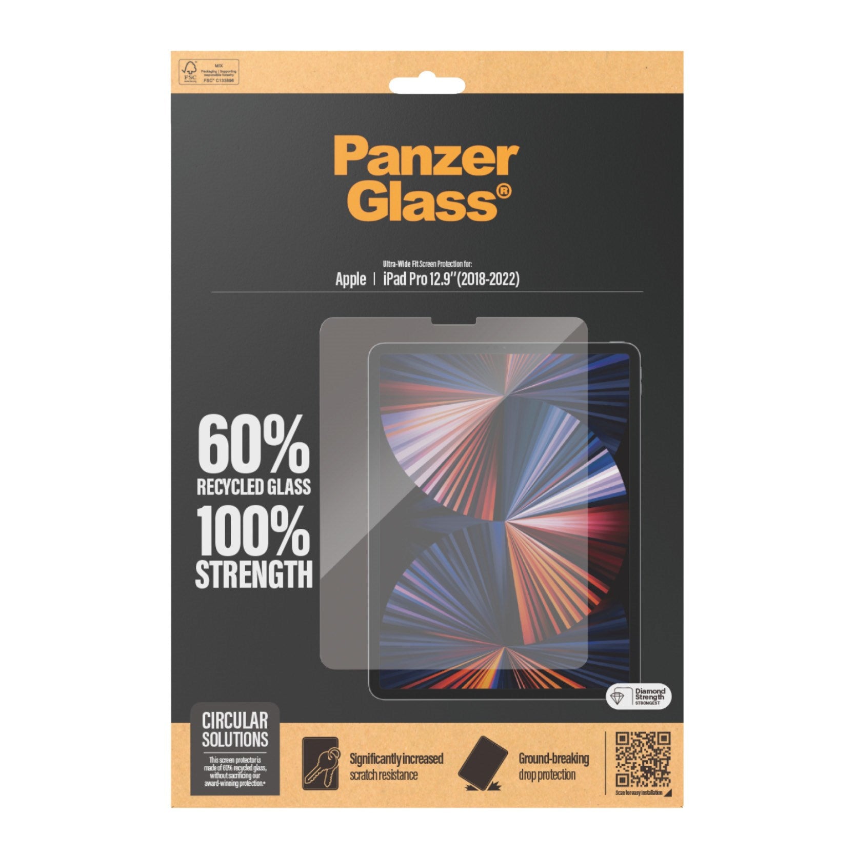 PanzerGlass® Skærmbeskyttelse iPad Pro 12.9'' (2018, 2020, 2021, 2022) | Ultra-Wide Fit