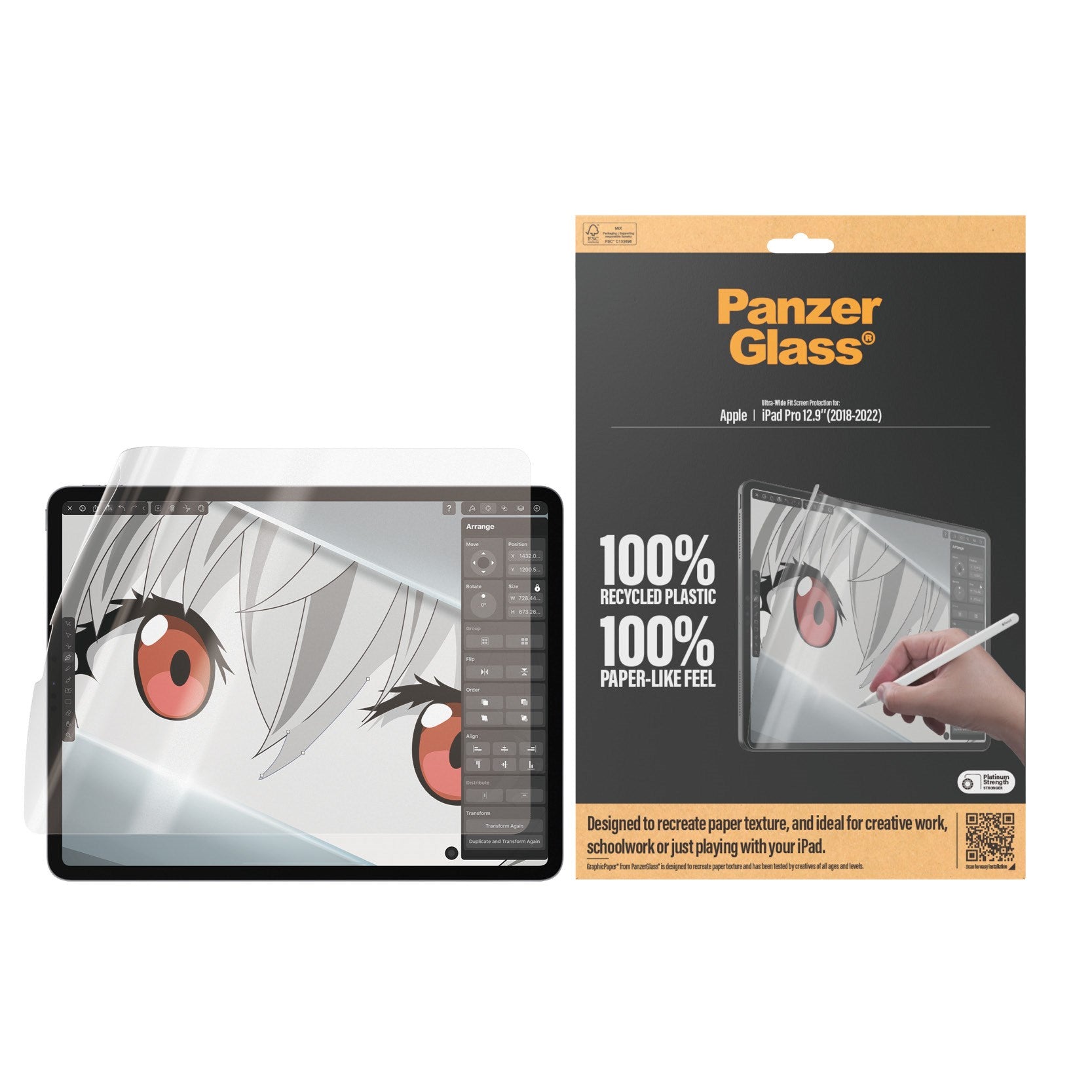 PanzerGlass® GraphicPaper® Skærmbeskyttelse iPad Pro 12.9'' (2018, 2020, 2021, 2022) | Ultra-Wide Fit