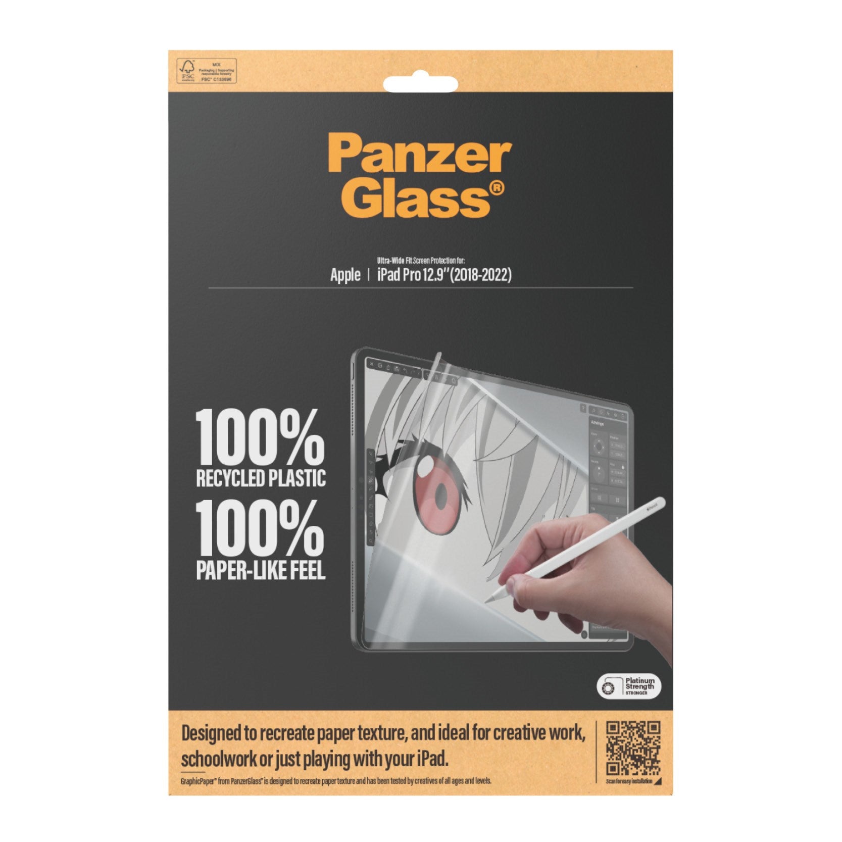 PanzerGlass® GraphicPaper® Skærmbeskyttelse iPad Pro 12.9'' (2018, 2020, 2021, 2022) | Ultra-Wide Fit