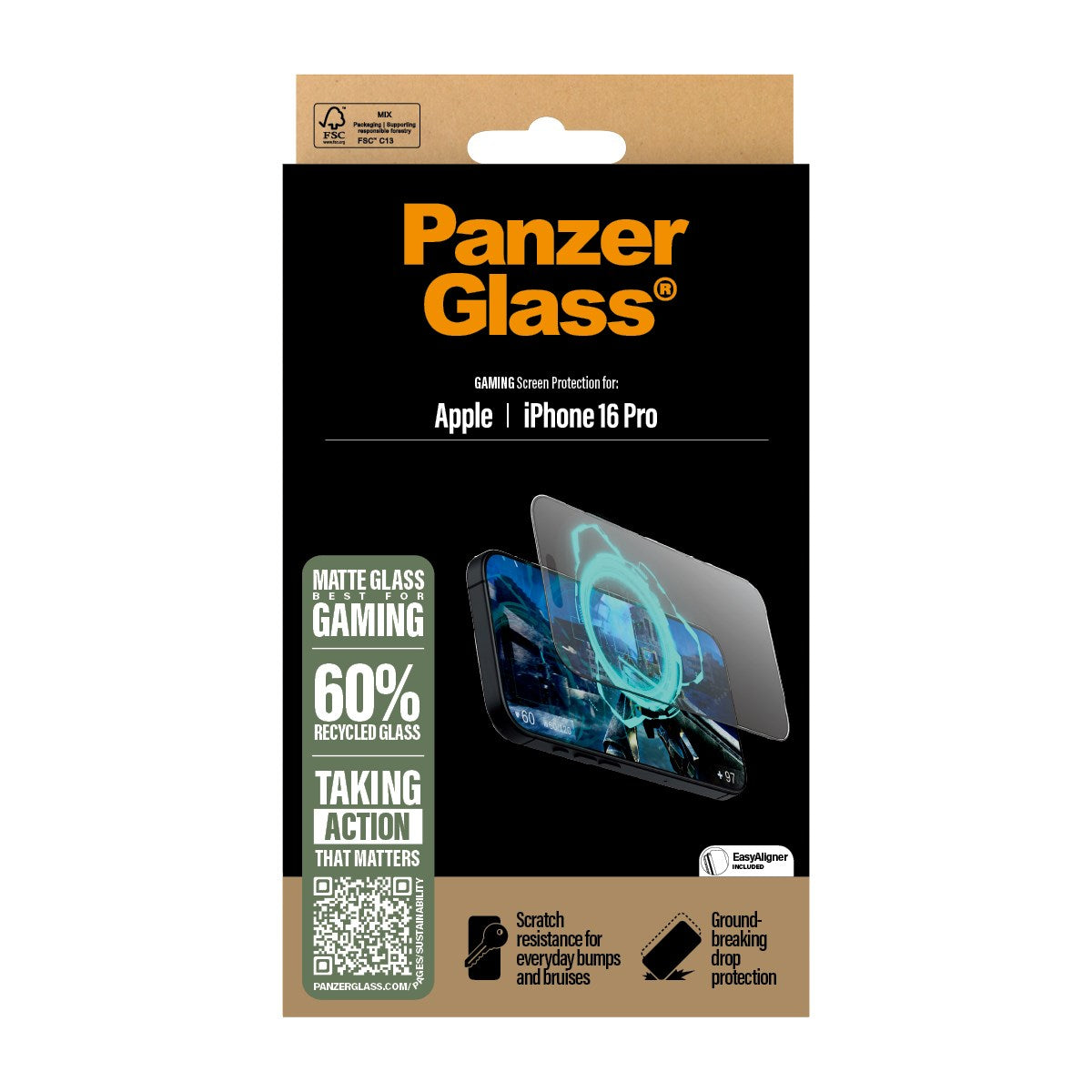 PanzerGlass® Gaming Skærmbeskyttelse iPhone 16 Pro | Ultra-Wide Fit