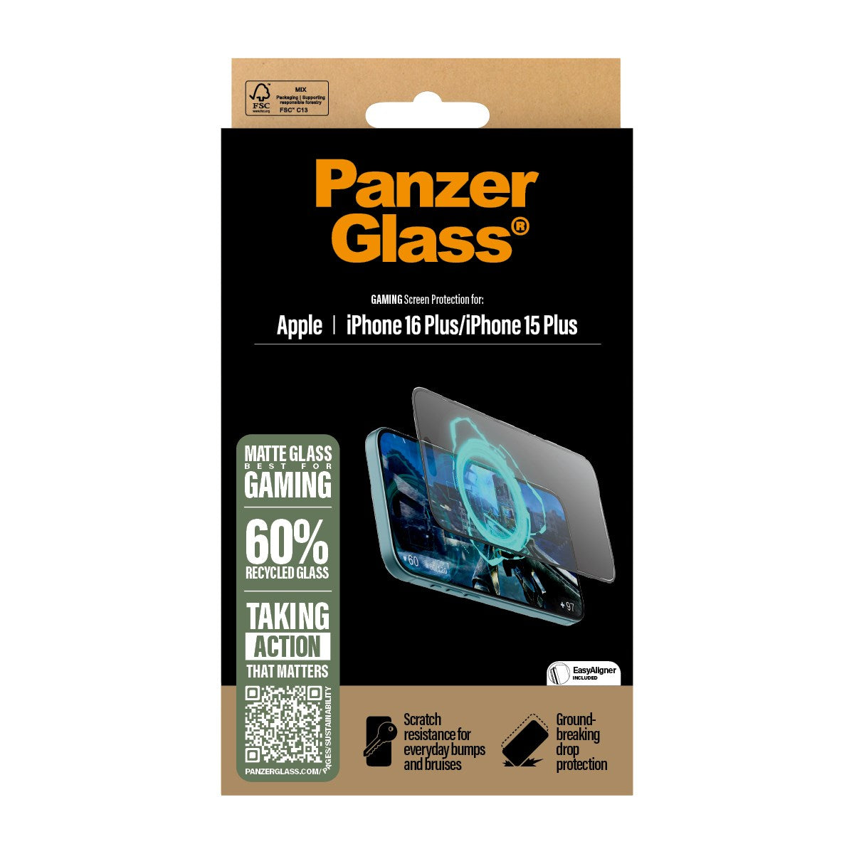 PanzerGlass® Gaming Skærmbeskyttelse iPhone 16 Plus | 15 Plus | Ultra-Wide Fit