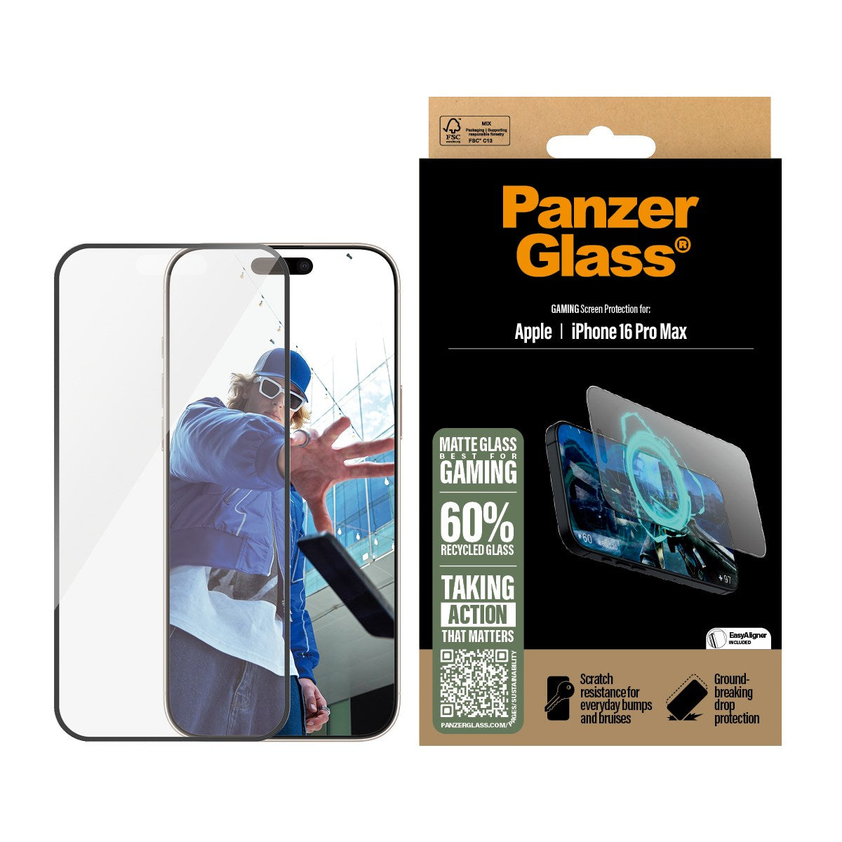 PanzerGlass® Gaming Skærmbeskyttelse iPhone 16 Pro Max | Ultra-Wide Fit