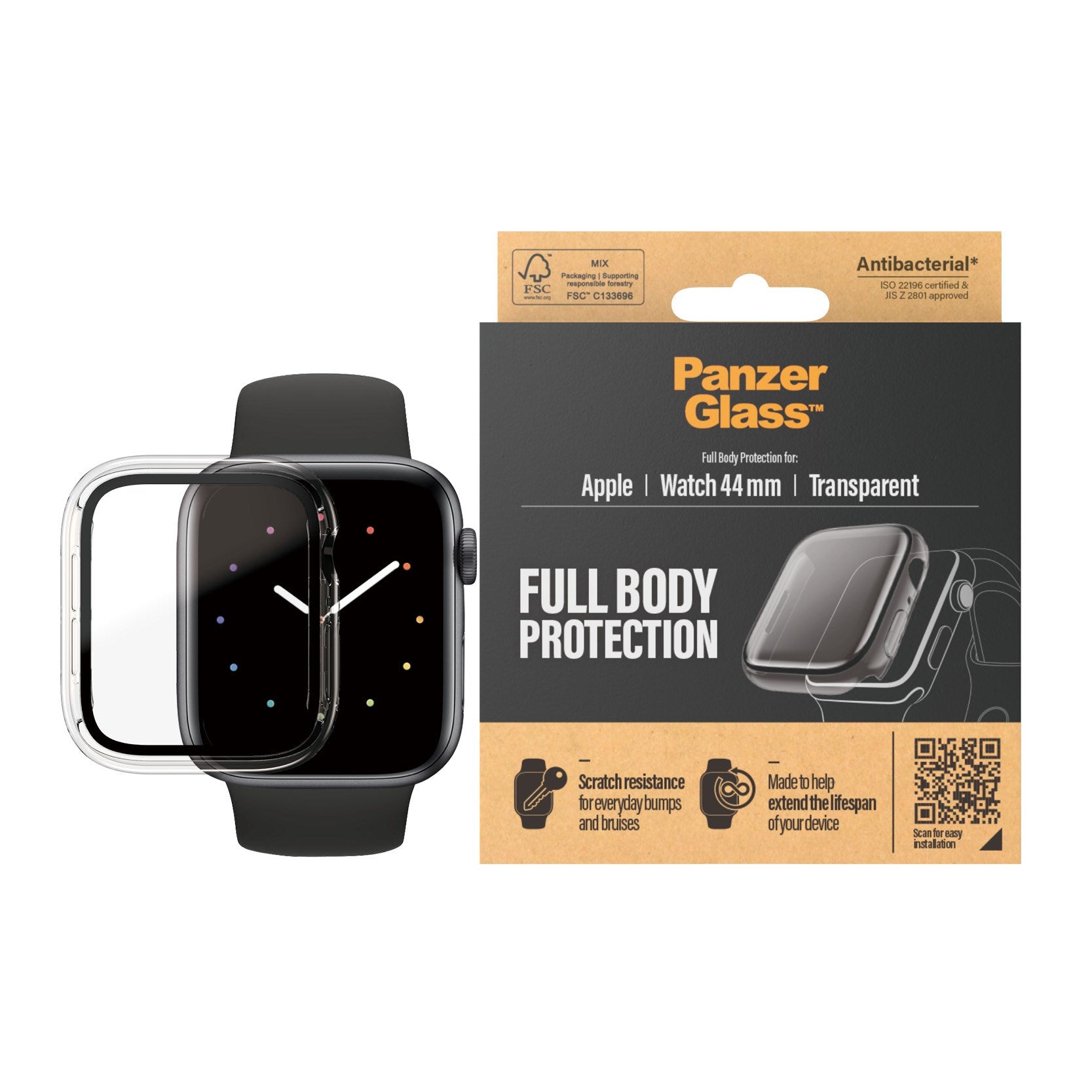 PanzerGlass® Skærmbeskyttelse Full Body Transparent Apple Watch SE 3 | SE | 6 | 5 | 4 | 44mm