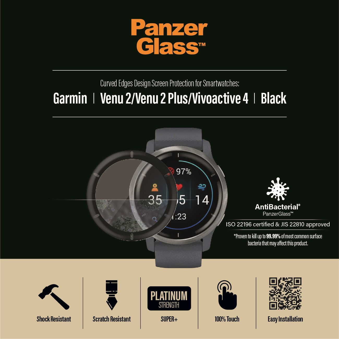 PanzerGlass® Skærmbeskyttelse Garmin Venu 2 |  Vivoactive 4