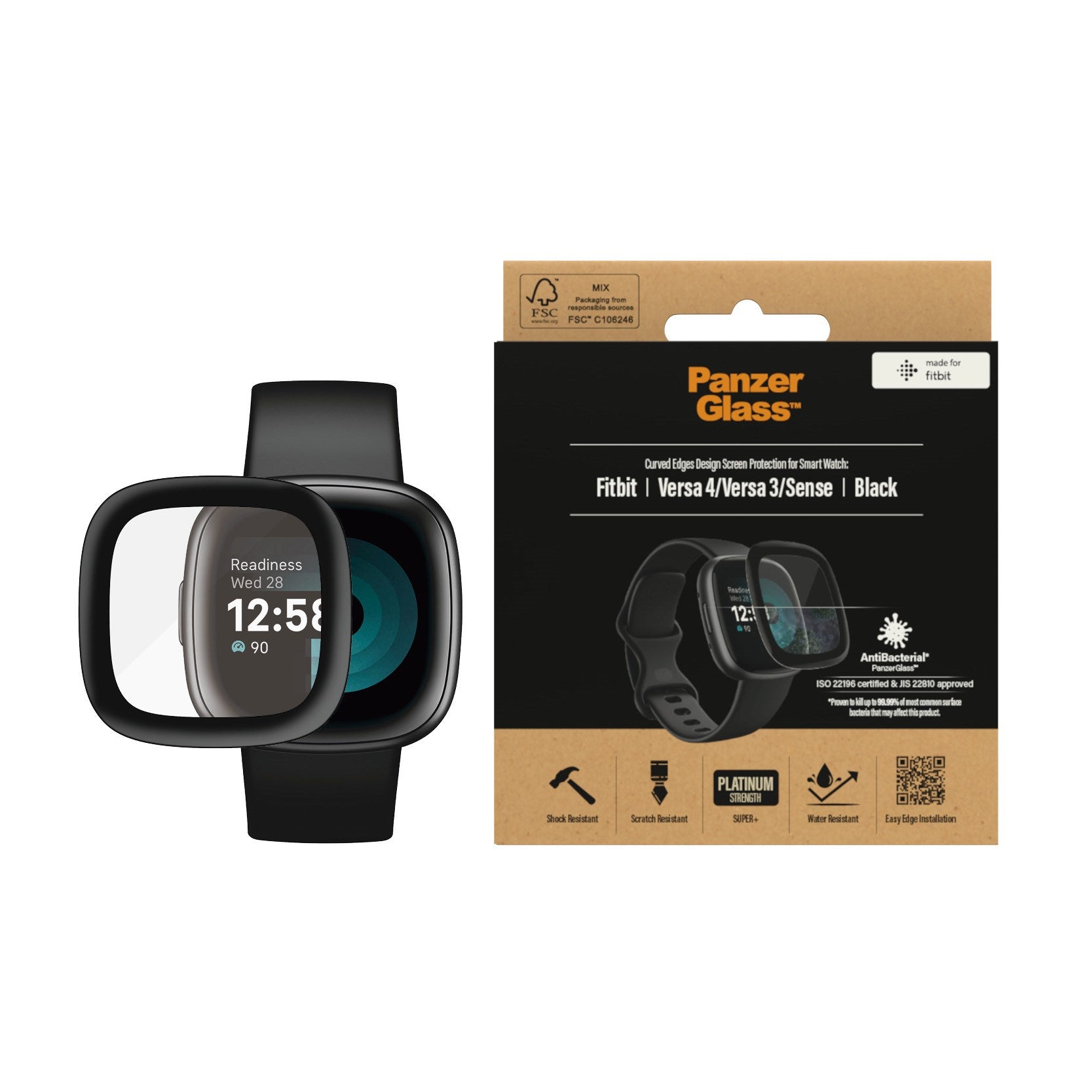 PanzerGlass® Fitbit Versa 4 | Versa 3 | Sense | Skærmbeskyttelse