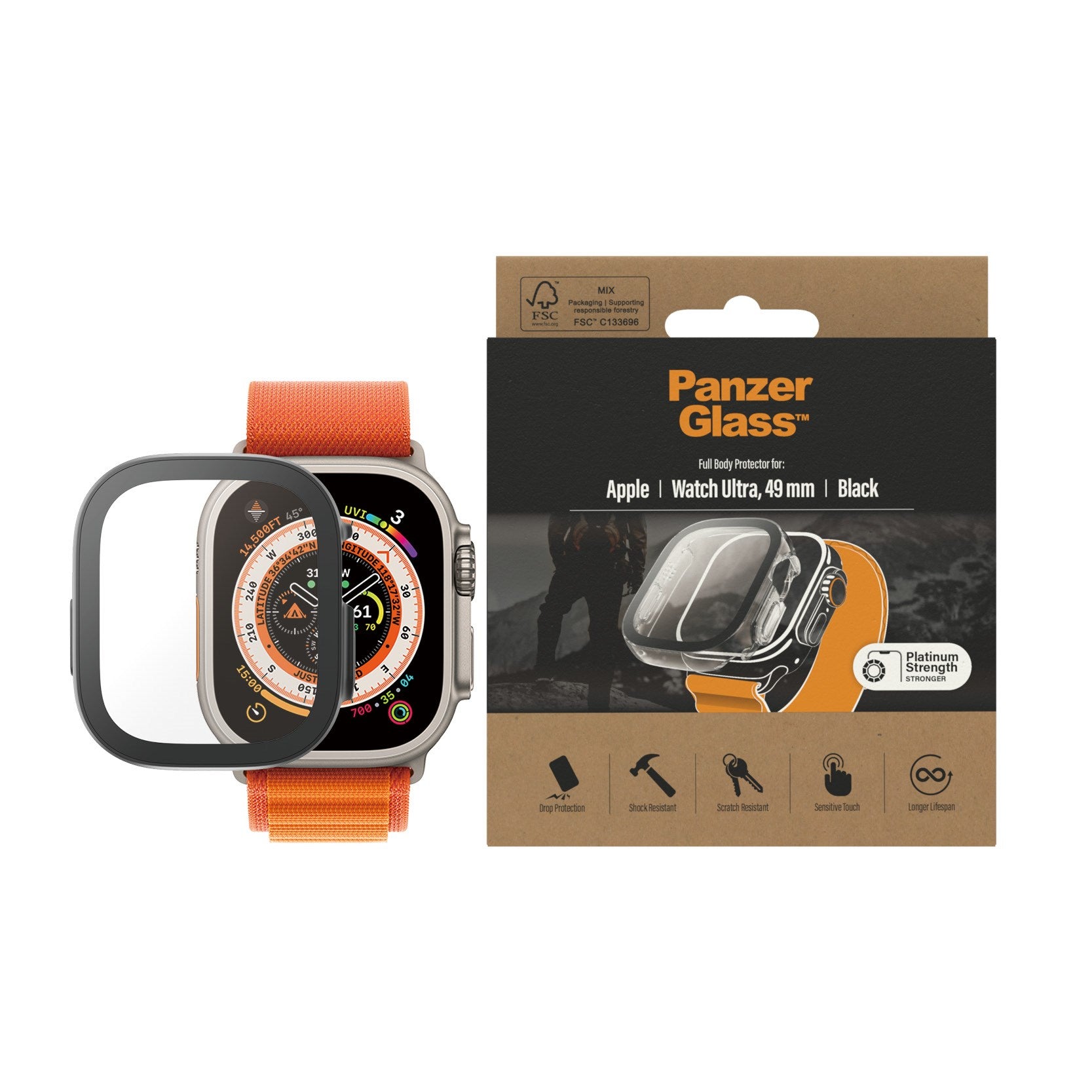 PanzerGlass® Full Body Apple Watch Ultra 2 | Ultra 49mm | Sort