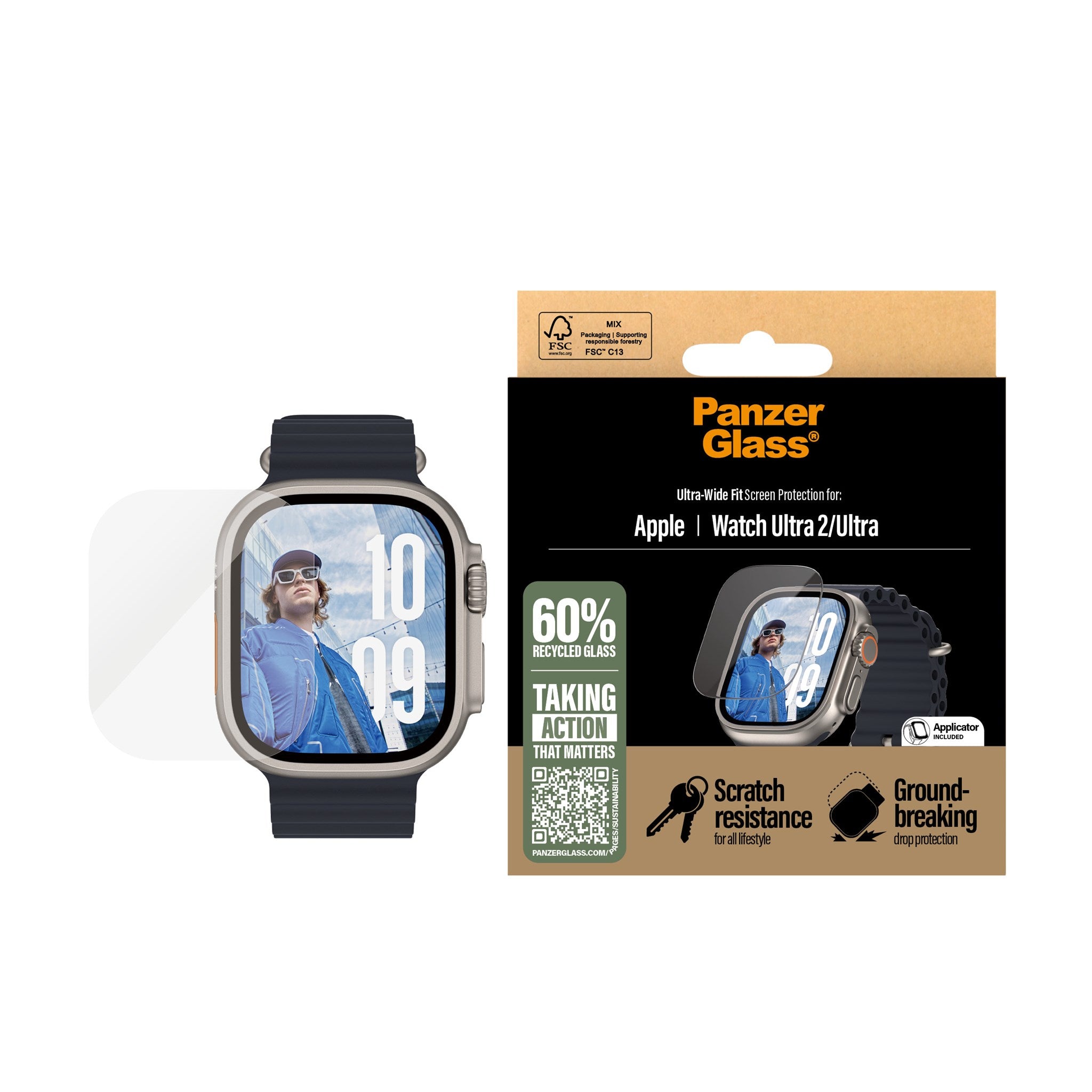 PanzerGlass® Skærmbeskyttelse Apple Watch Ultra 3 | Ultra 2 | Ultra | 49mm
