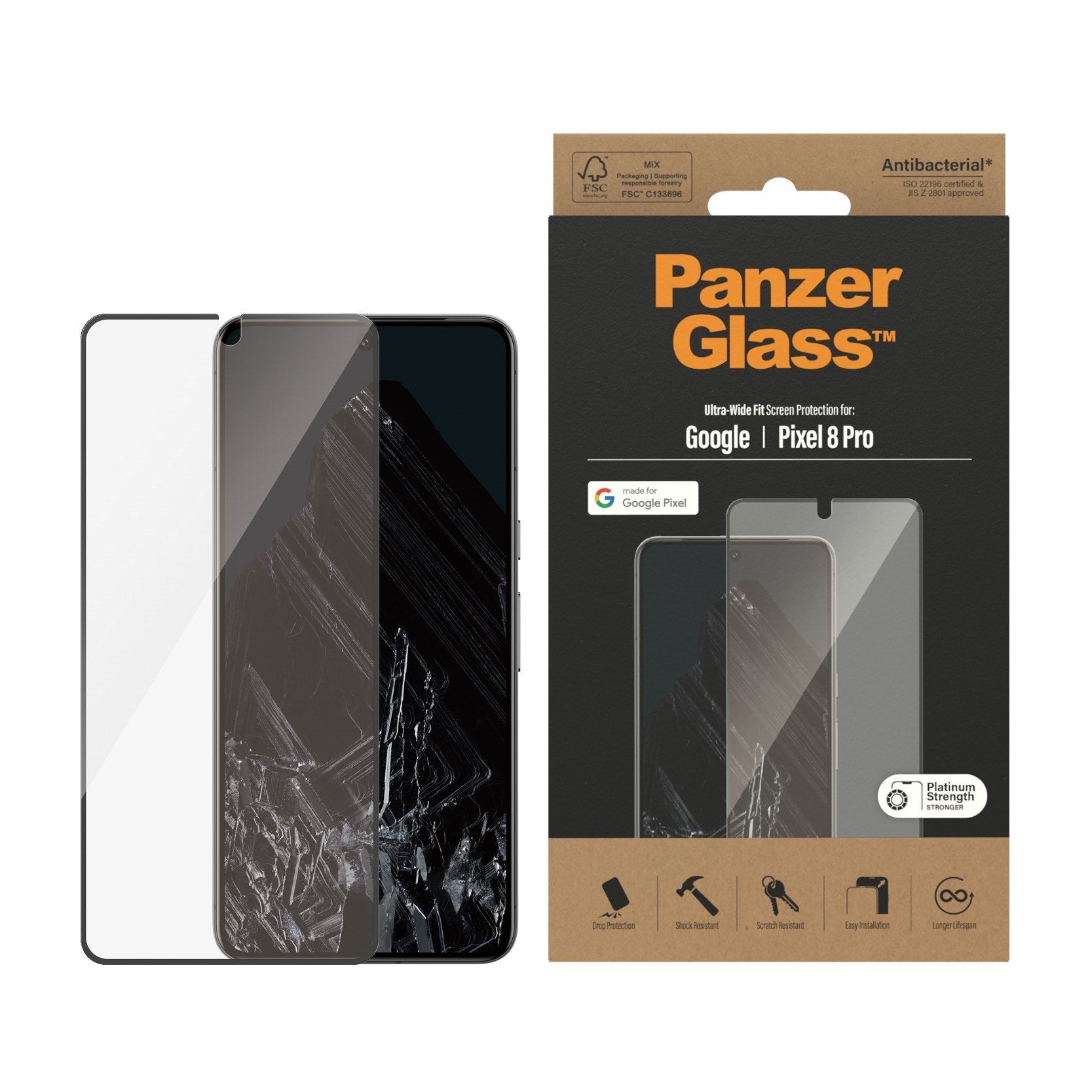 PanzerGlass® Skærmbeskyttelse Google Pixel 8 Pro | Ultra-Wide Fit