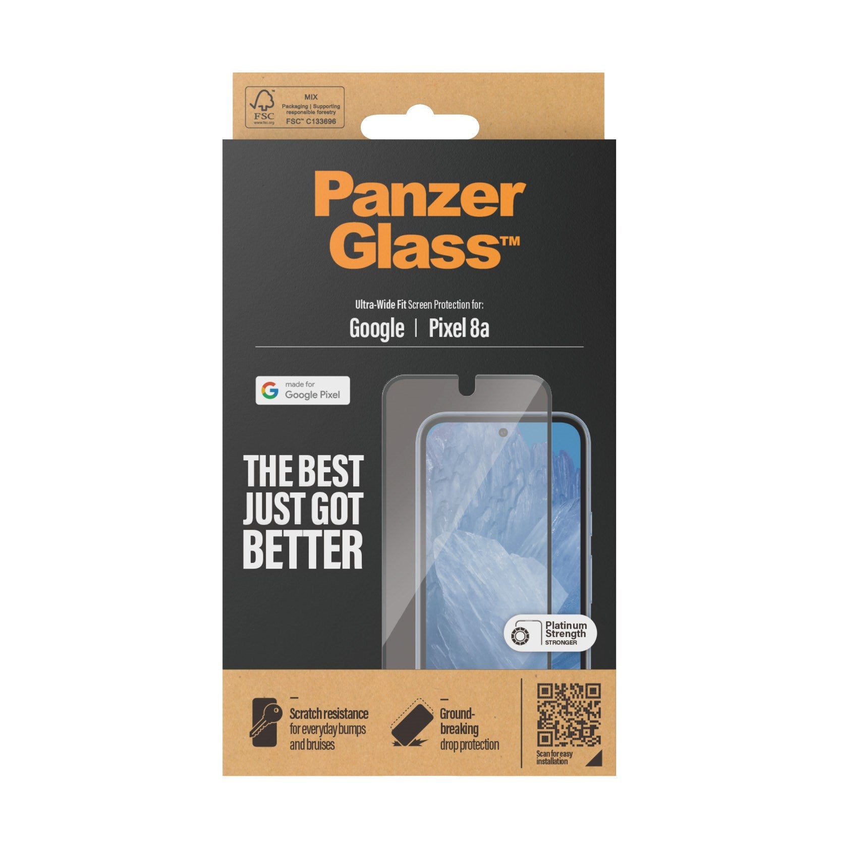PanzerGlass® Skærmbeskyttelse Google Pixel 8a | Ultra-Wide Fit