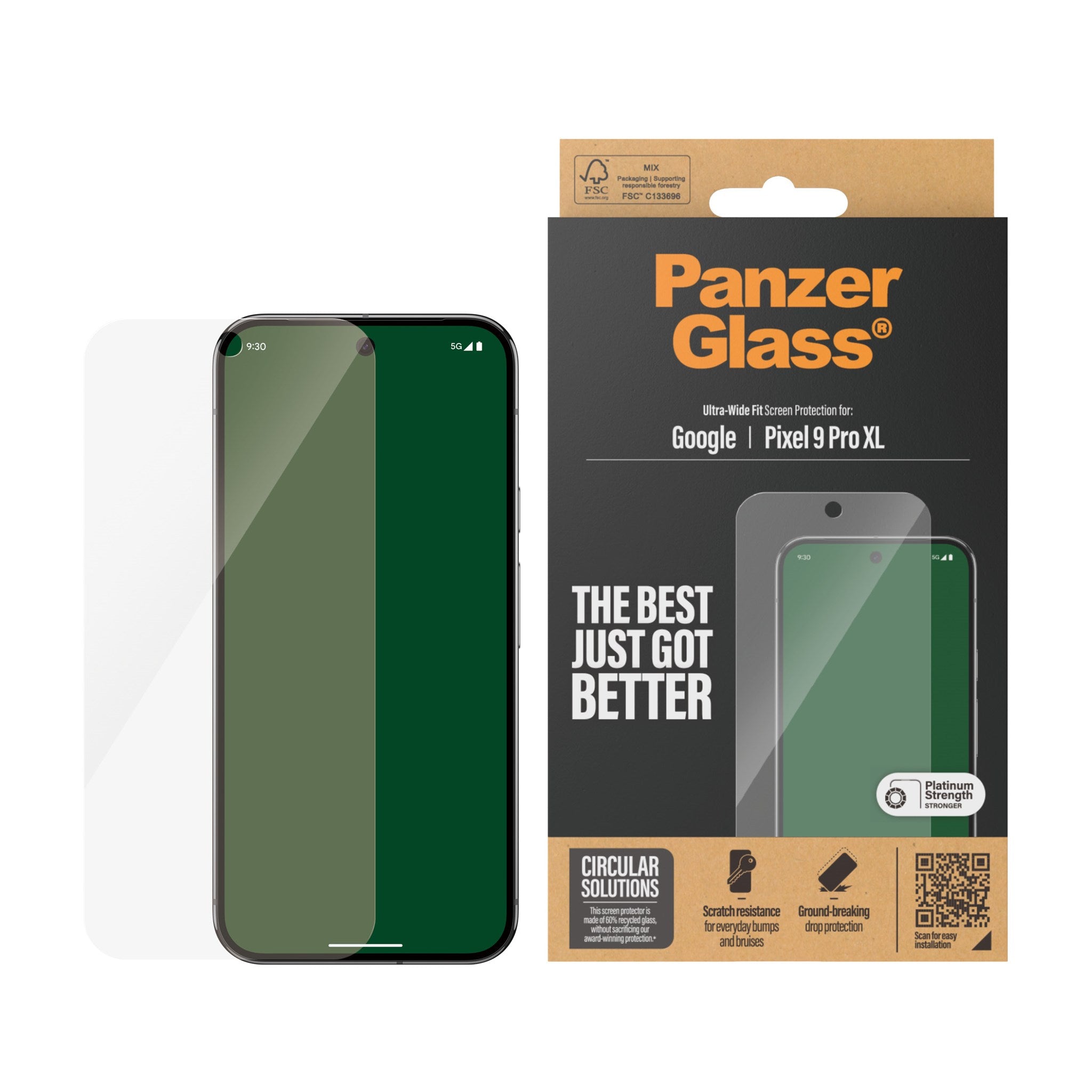 PanzerGlass® Skærmbeskyttelse Google Pixel 9 Pro XL | Ultra-Wide Fit