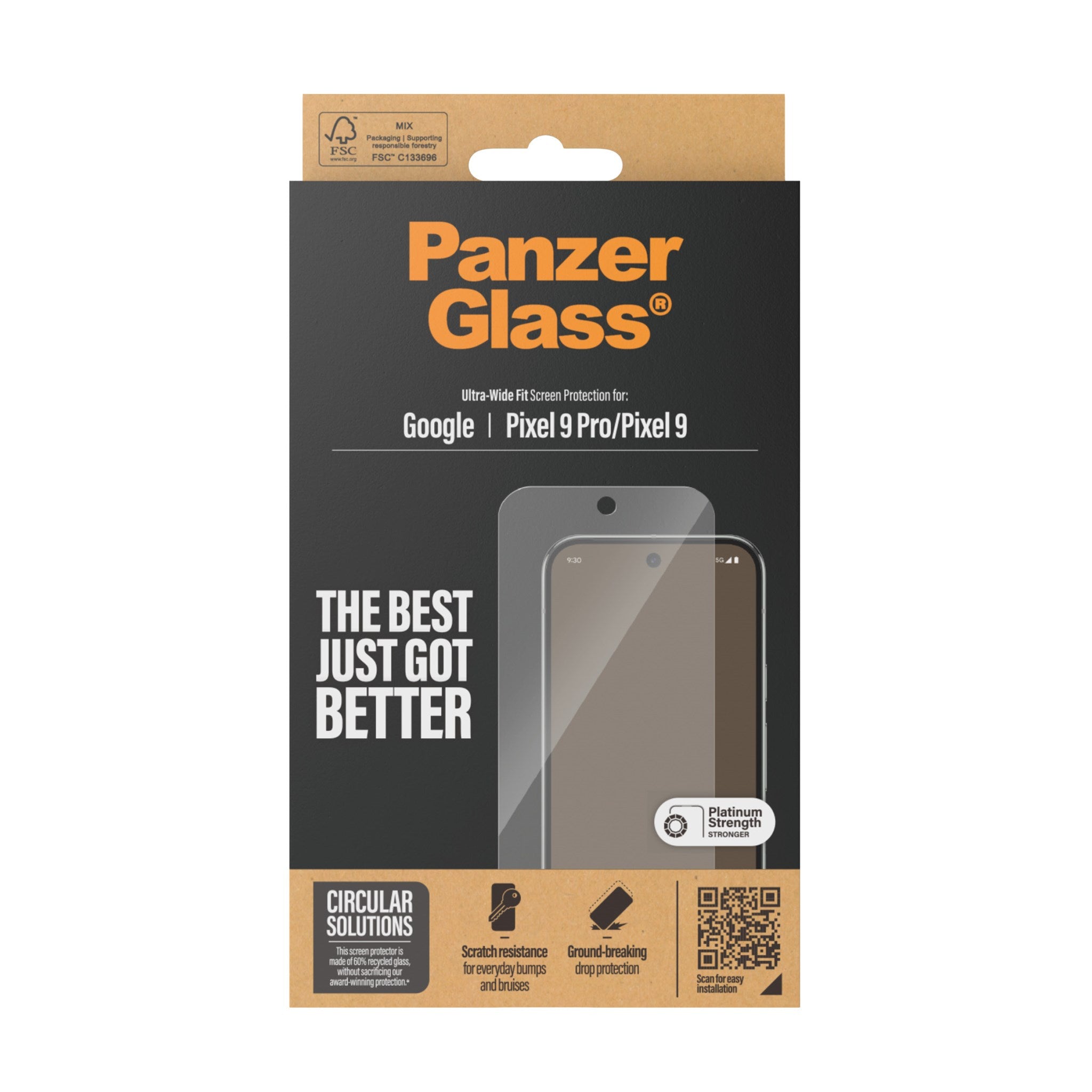 PanzerGlass® Skærmbeskyttelse Google Pixel 9 5G | 9 Pro 5G | Ultra-Wide Fit