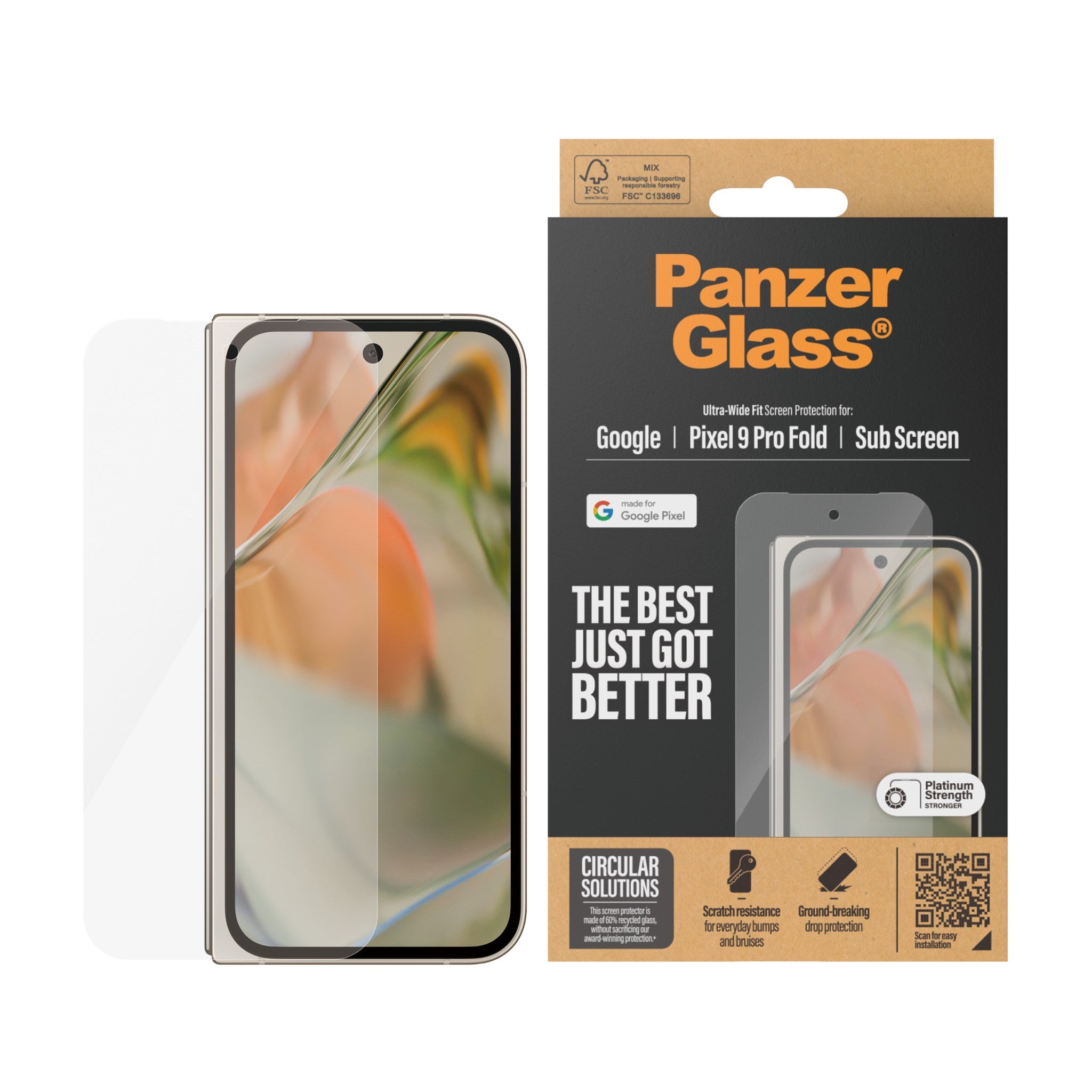 PanzerGlass® Skærmbeskyttelse Google Pixel 9 Pro Fold | Ultra-Wide Fit