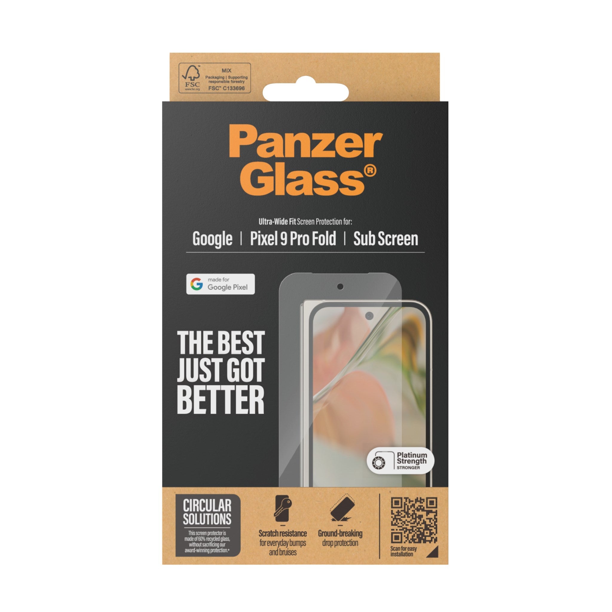 PanzerGlass® Skærmbeskyttelse Google Pixel 9 Pro Fold | Ultra-Wide Fit