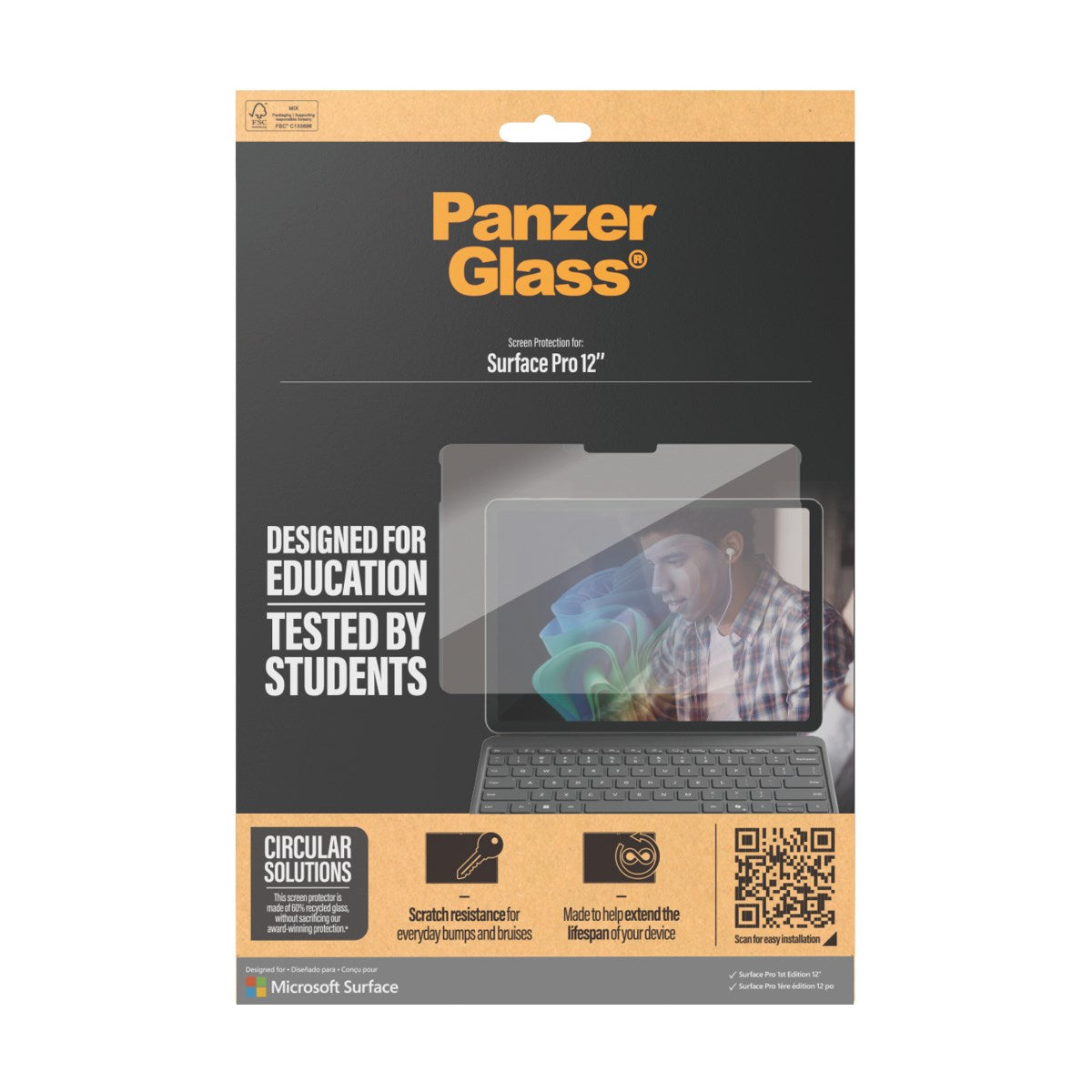PanzerGlass® Skærmbeskyttelse Microsoft Surface Pro 1st Edition 12'' | Ultra-Wide Fit