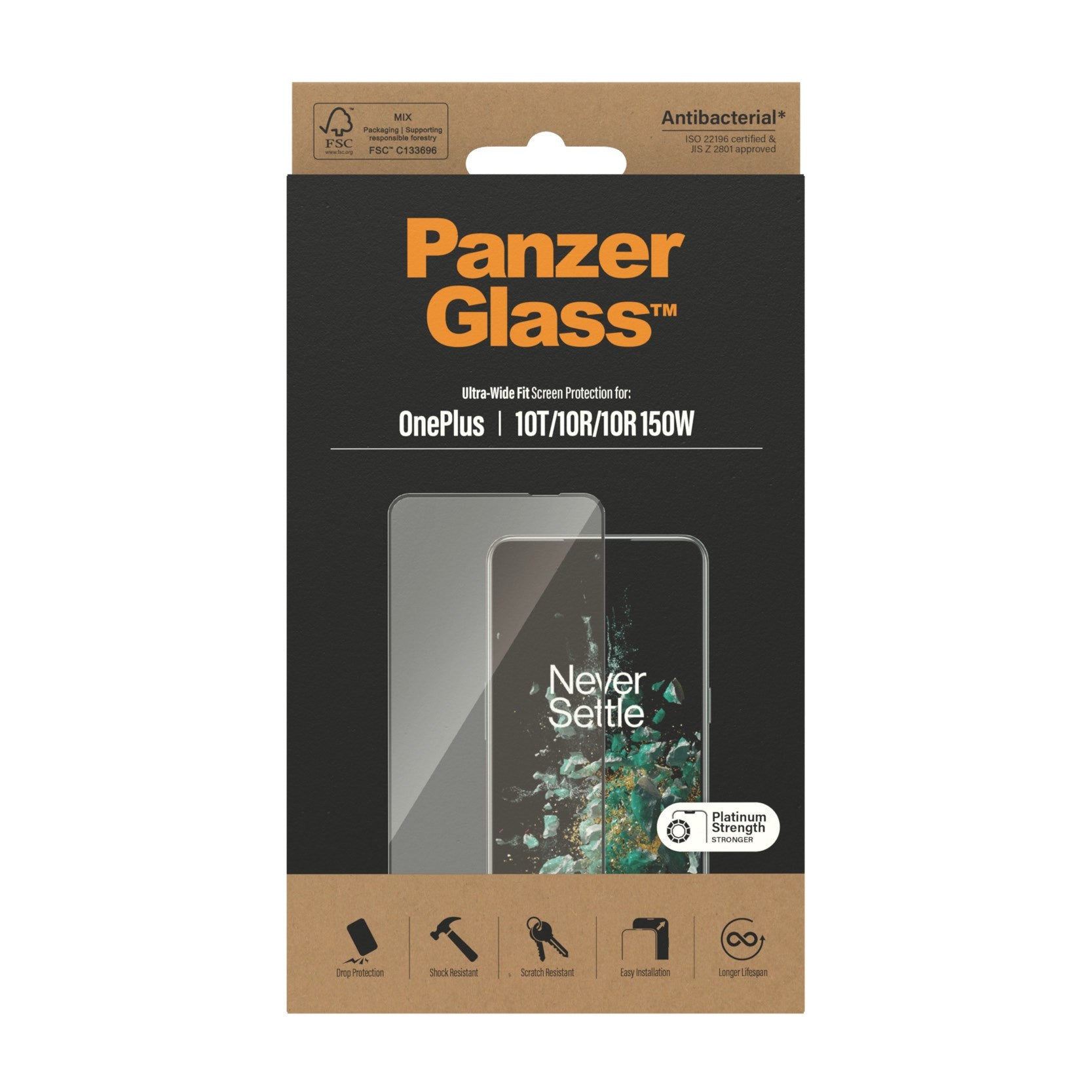 PanzerGlass® Skærmbeskyttelse OnePlus 10T | 10R | 10R | 150W | Ultra-Wide Fit | Sort