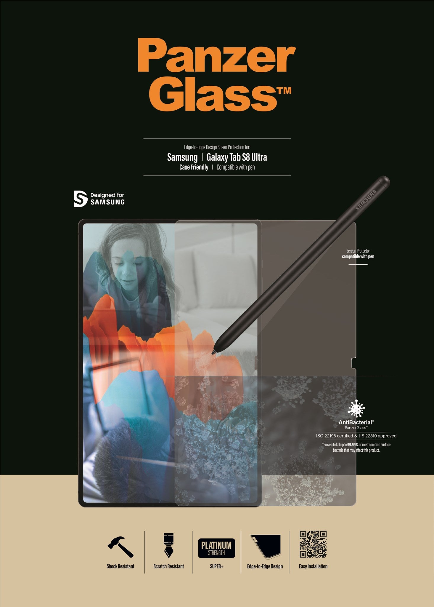 PanzerGlass® Skærmbeskyttelse Samsung Galaxy Tab S8 Ultra | S9 Ultra | Ultra-Wide Fit